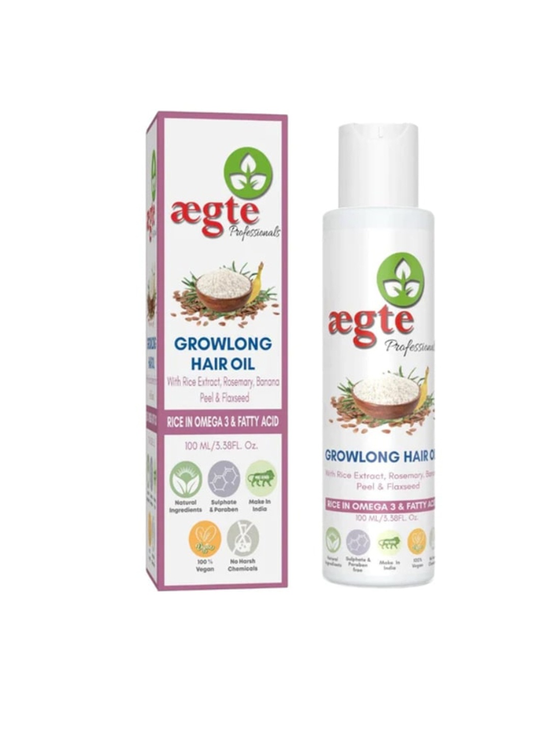 

Aegte Growlong Rice Hair Oil with Rosemary & Banana - 100 ml, White