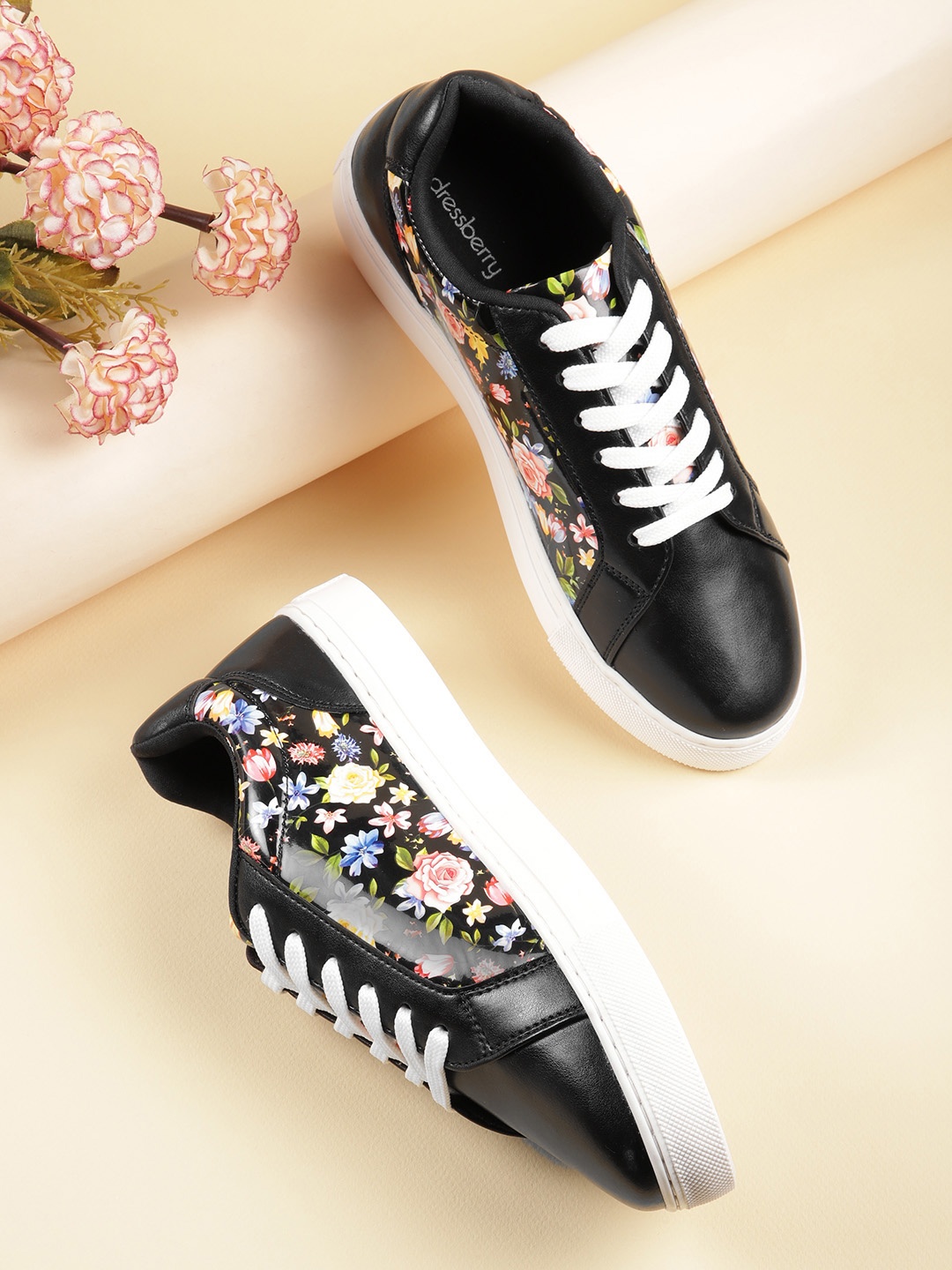 

DressBerry Women Floral Printed Sneakers, Black