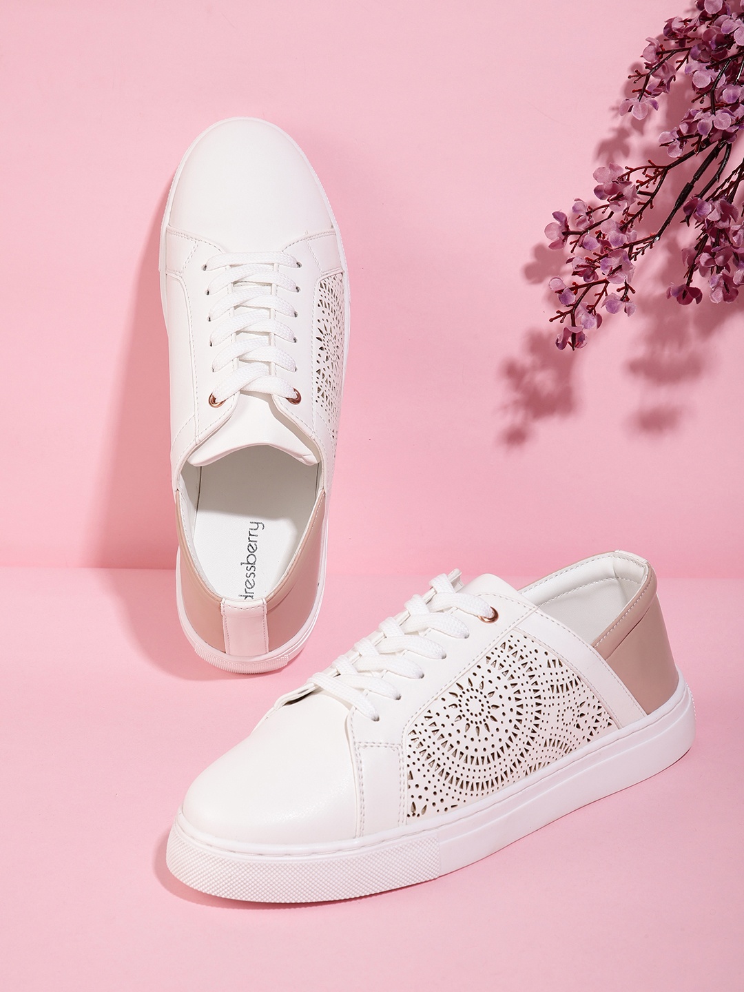

DressBerry Women Laser Cut Sneakers, White