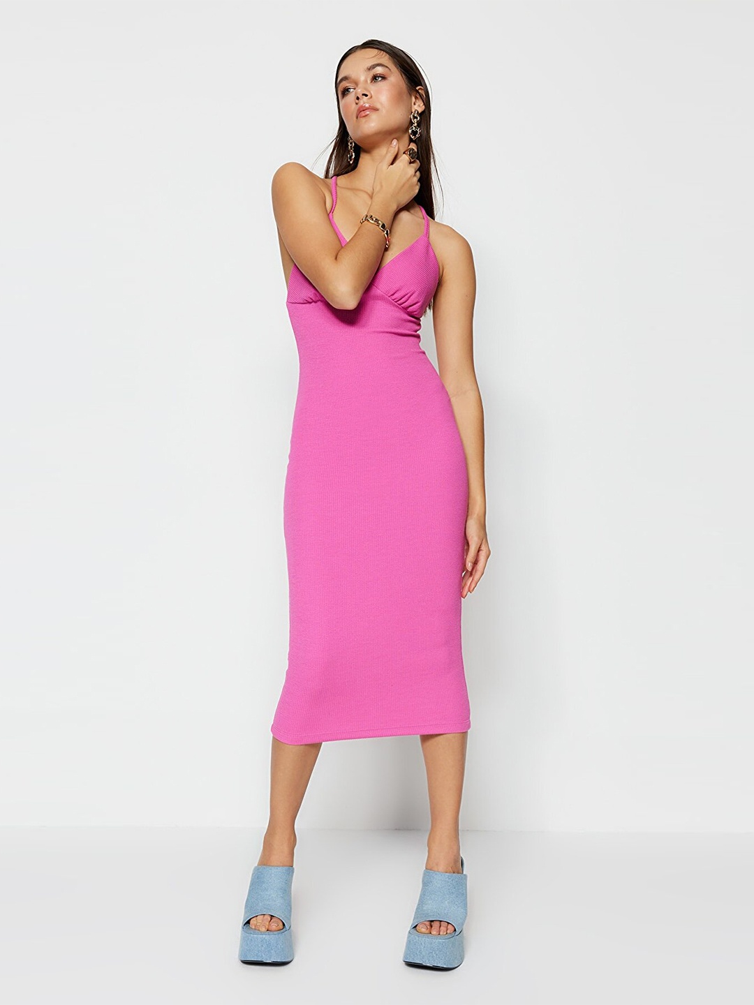 

Trendyol Sheath Midi Dress, Pink