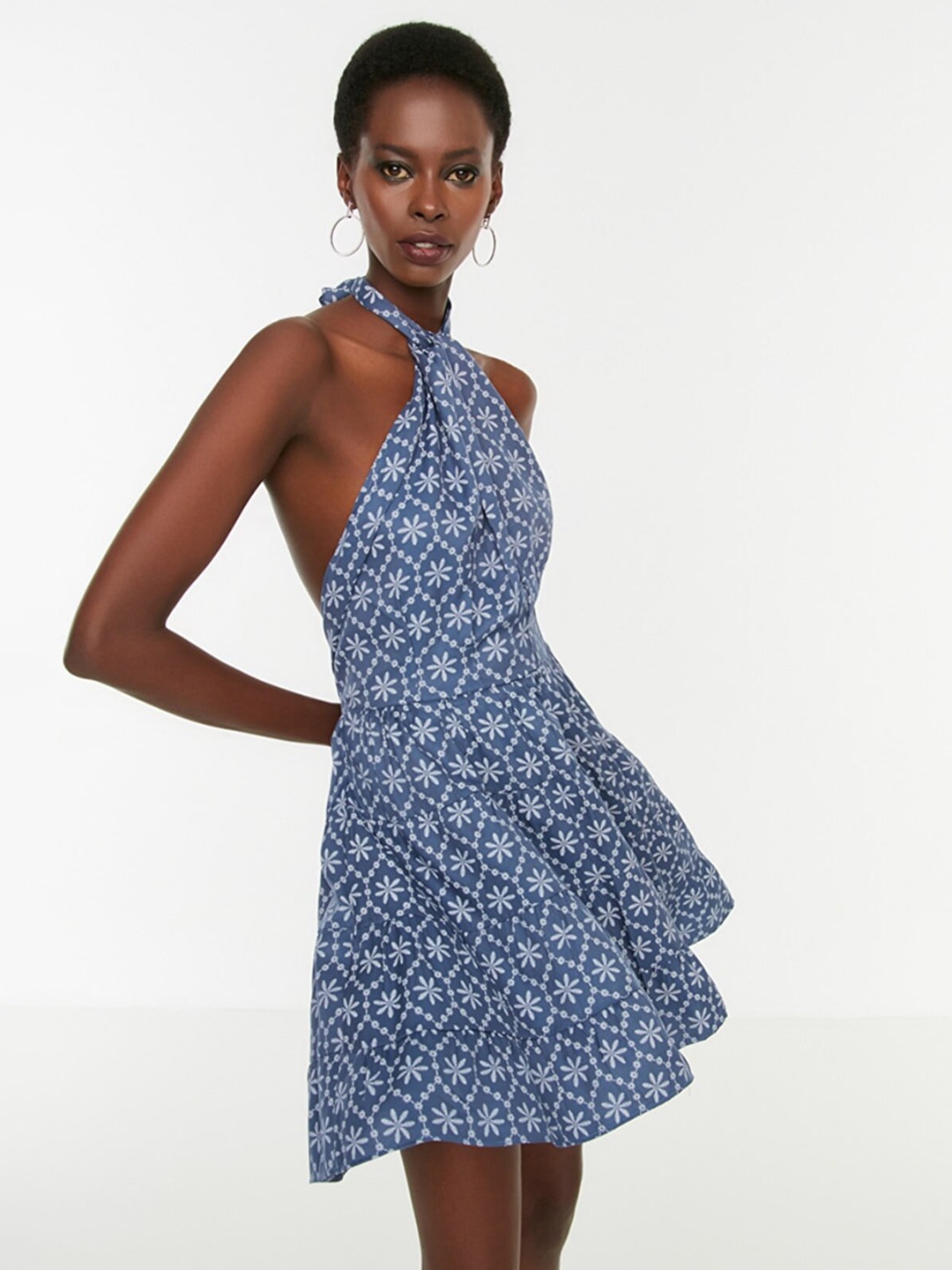 

Trendyol Floral Halter Neck Dress, Blue