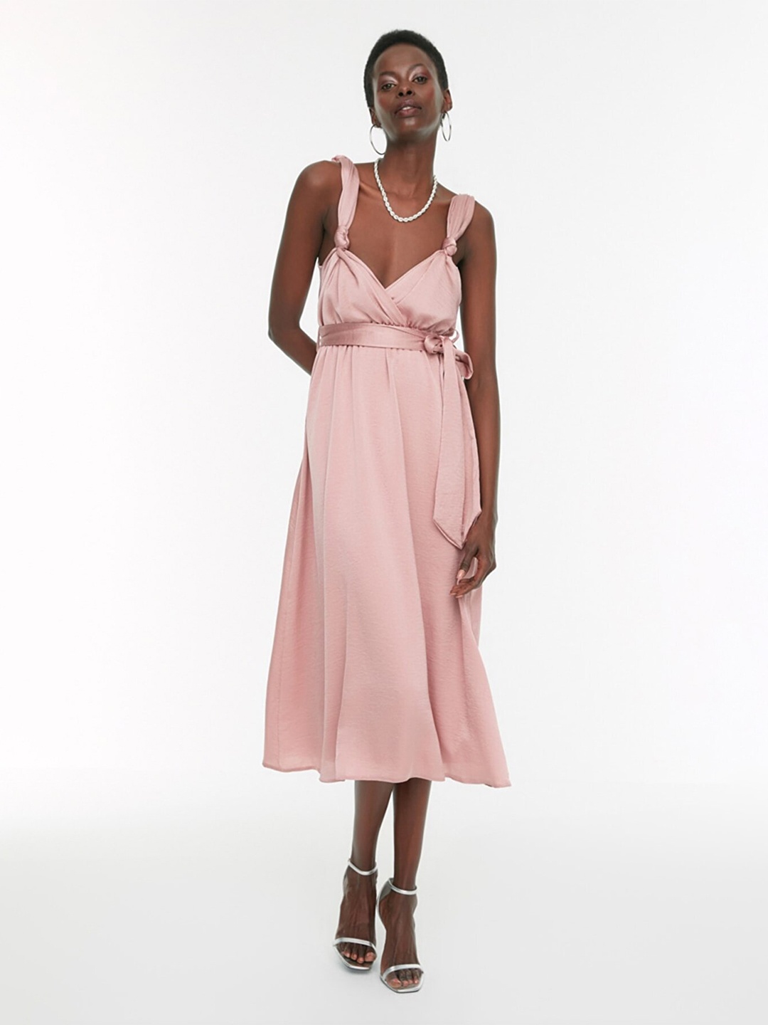 

Trendyol Shoulder Straps Midi Dress, Rose