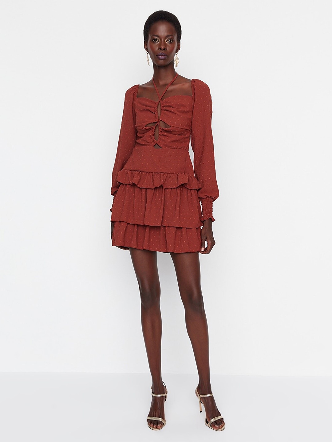 

Trendyol Fit and Flare Dress, Brown