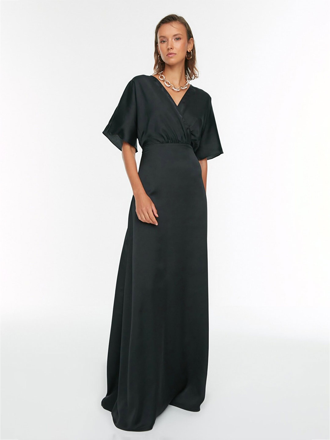 

Trendyol Extended Sleeves Maxi Wrap Dress, Black