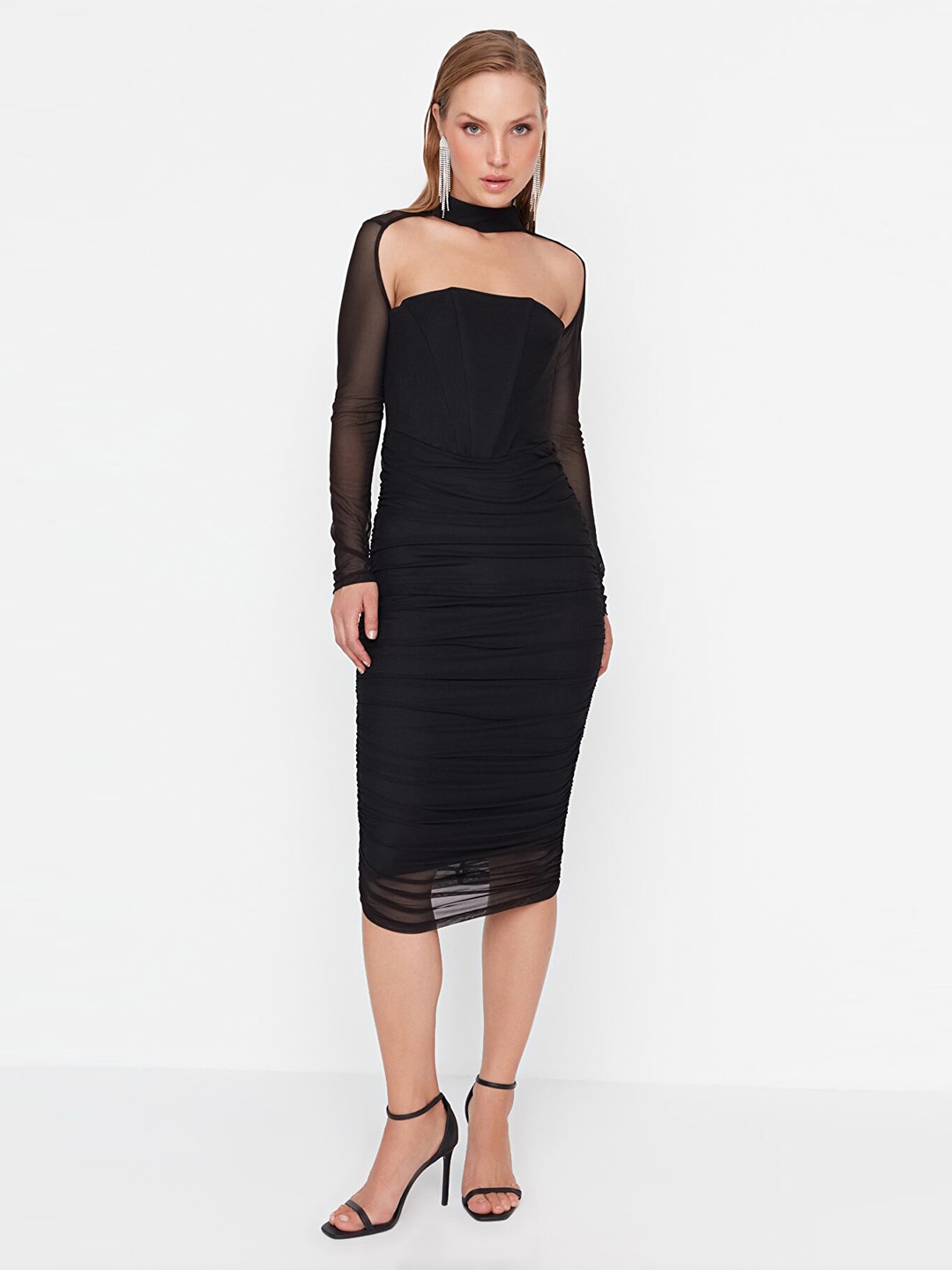 

Trendyol Choker Neck Bodycon Midi Dress, Black
