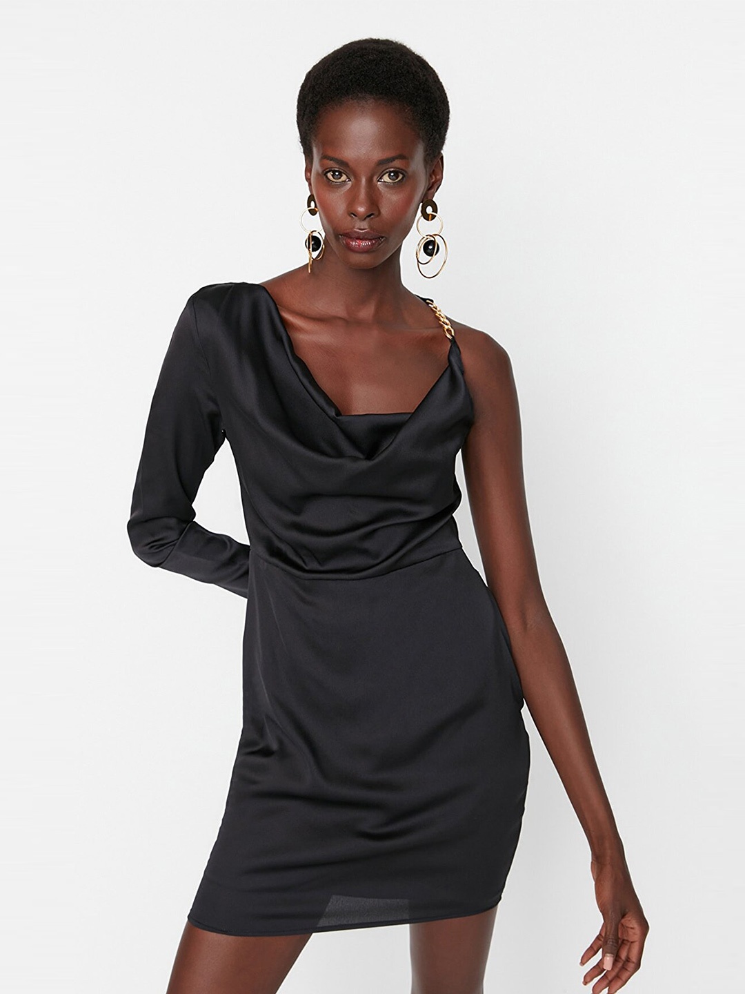

Trendyol Cowl Neck Sheath Mini Dress, Black