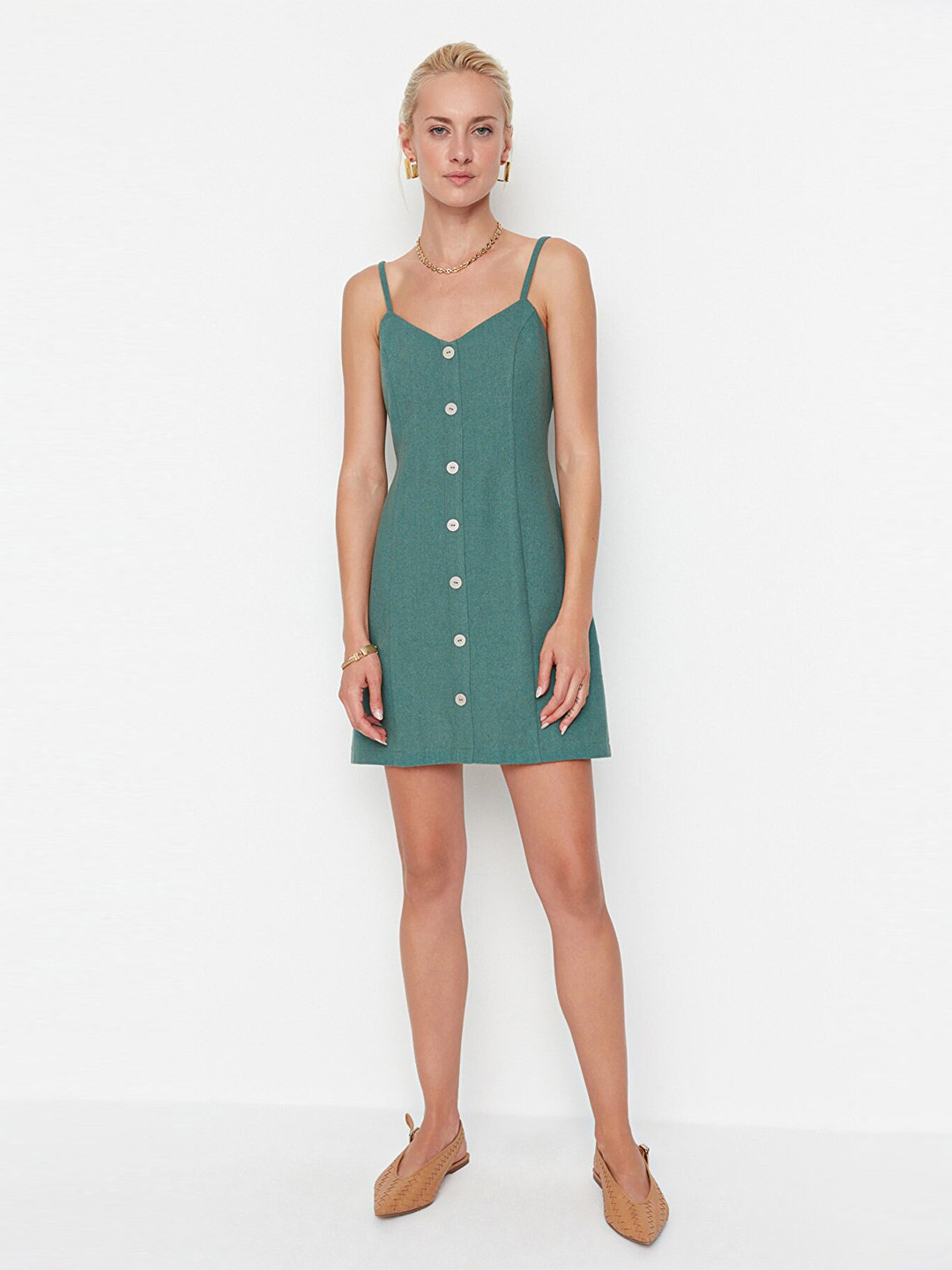 

Trendyol A-Line Cotton Dress, Green
