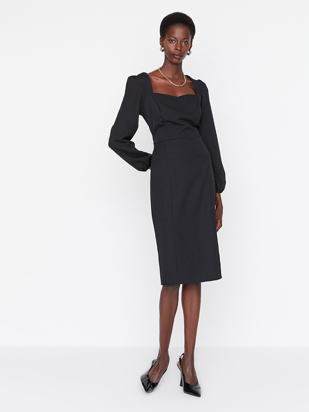 

Trendyol Sweetheart Neck Sheath Dress, Black