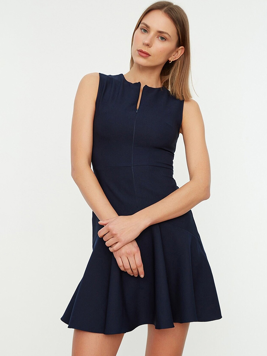 

Trendyol Sleeveless Mini Fit & Flare Dress, Navy blue