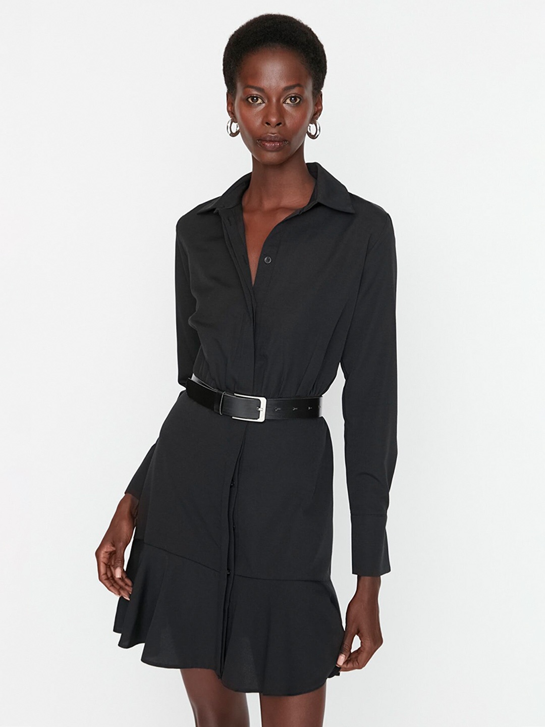 

Trendyol Shirt Collar Mini Dress, Black
