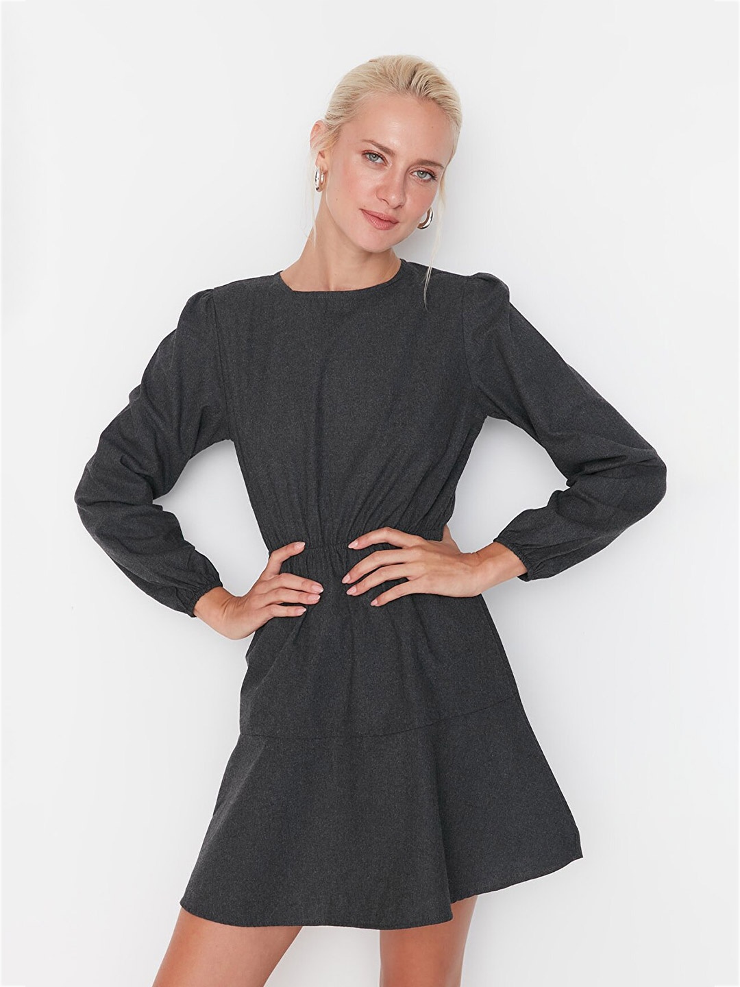 

Trendyol Round Neck Fit & Flare Dress, Black
