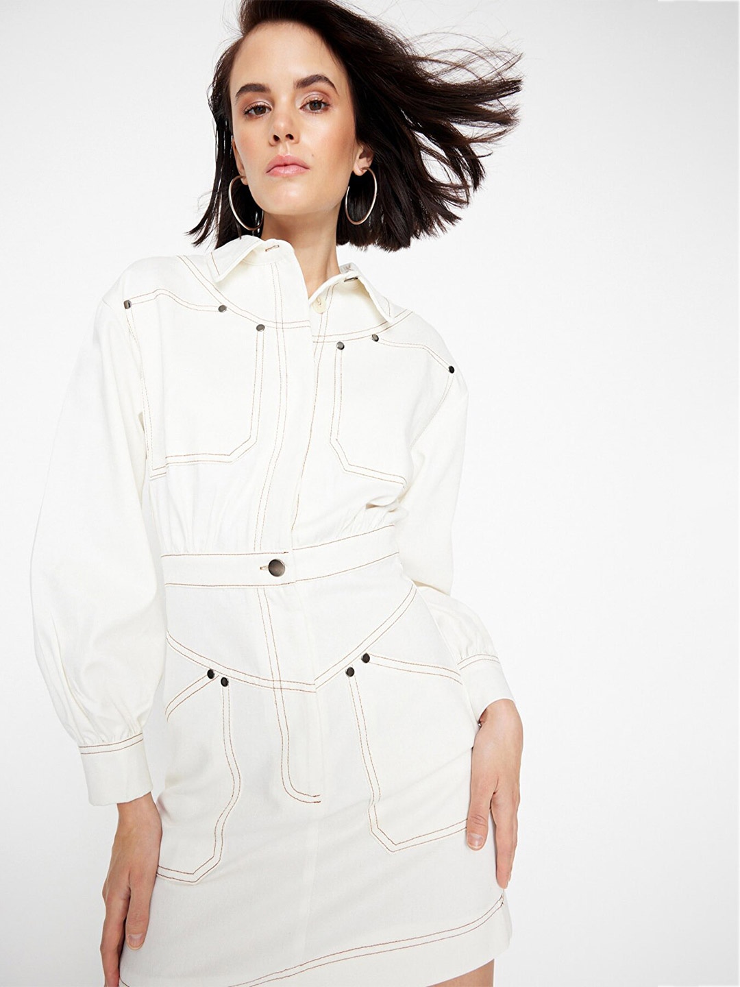 

Trendyol Shirt Mini Pure Cotton Dress, Off white