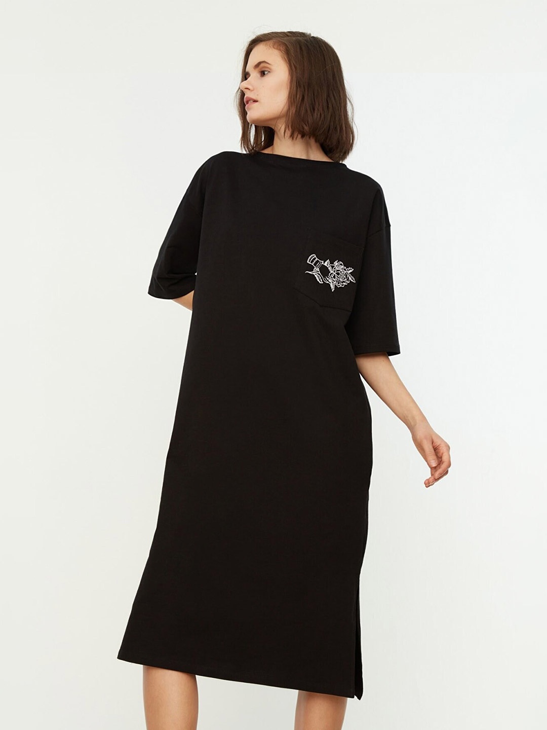 

Trendyol Boat Neck A-Line Dress, Black