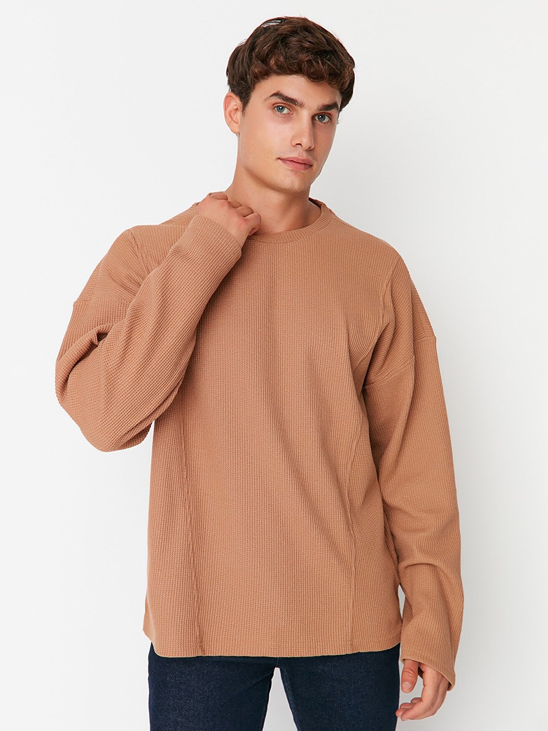 

Trendyol Men Pullover Sweatshirt, Camel brown