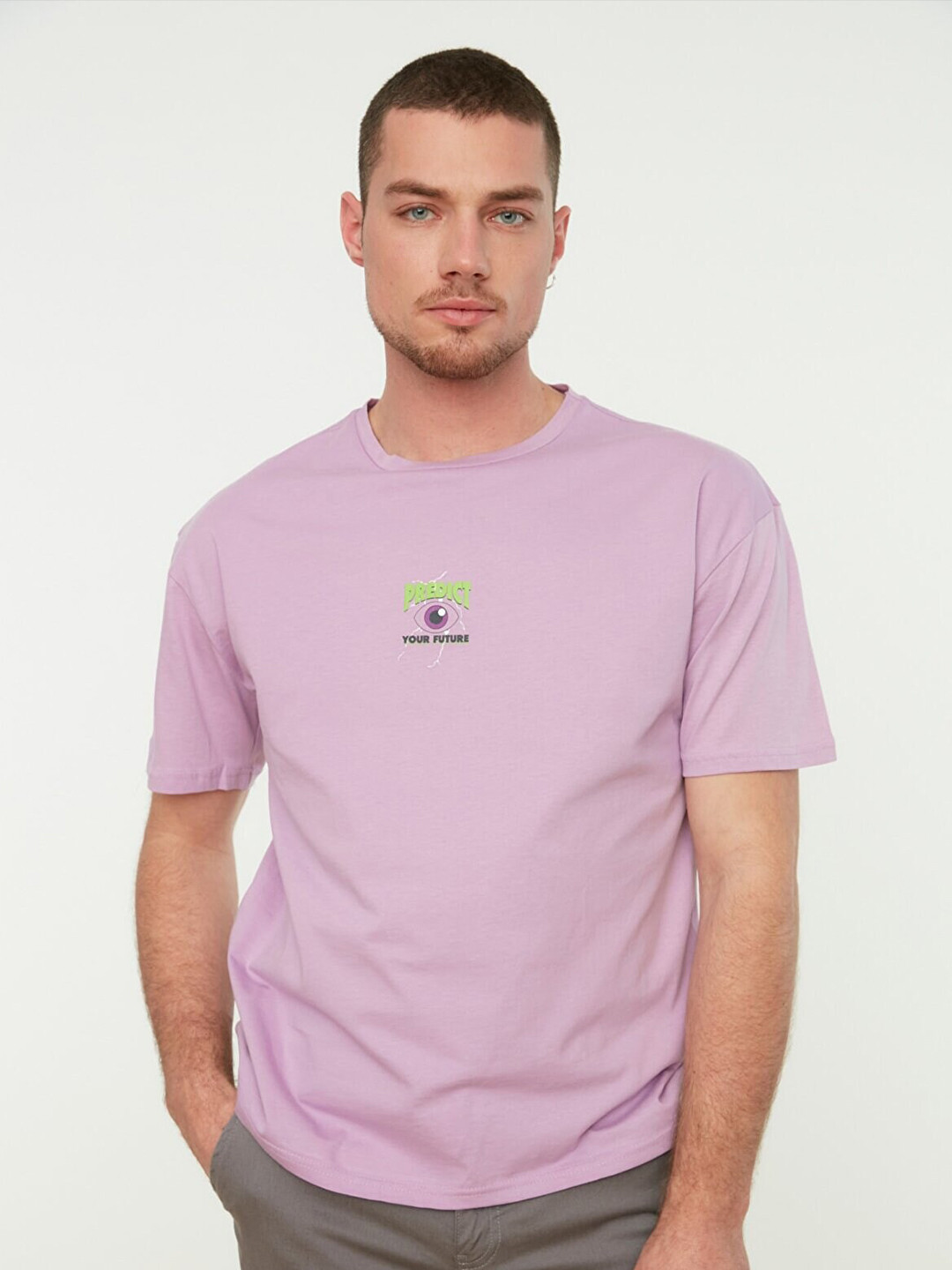 

Trendyol Men Graphic Printed Cotton T-shirt, Violet