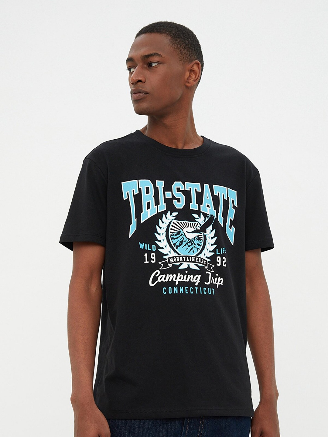 

Trendyol Men Printed Cotton T-shirt, Black