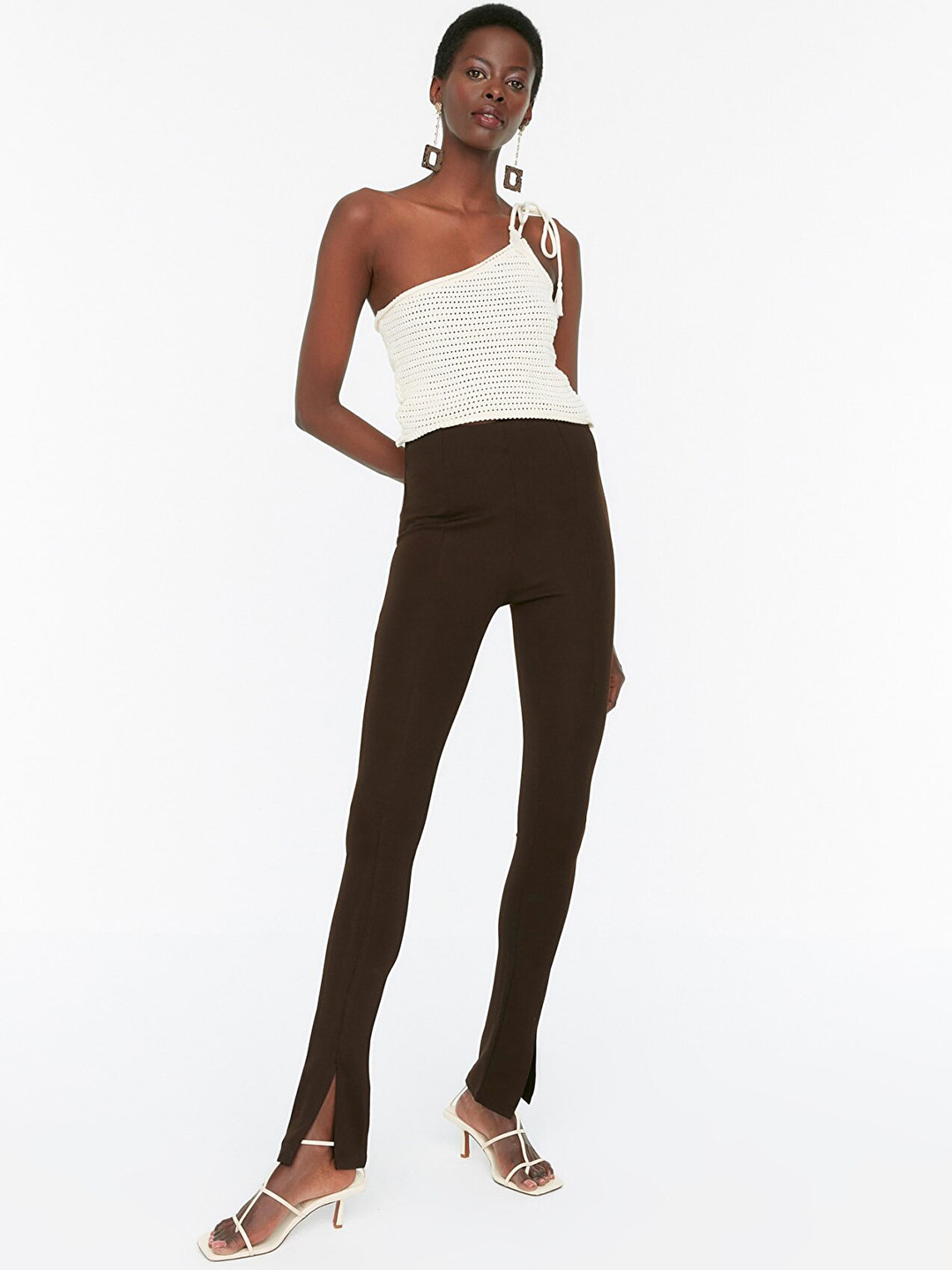 

Trendyol Women Regular Fit Mid-Rise Trousers, Brown