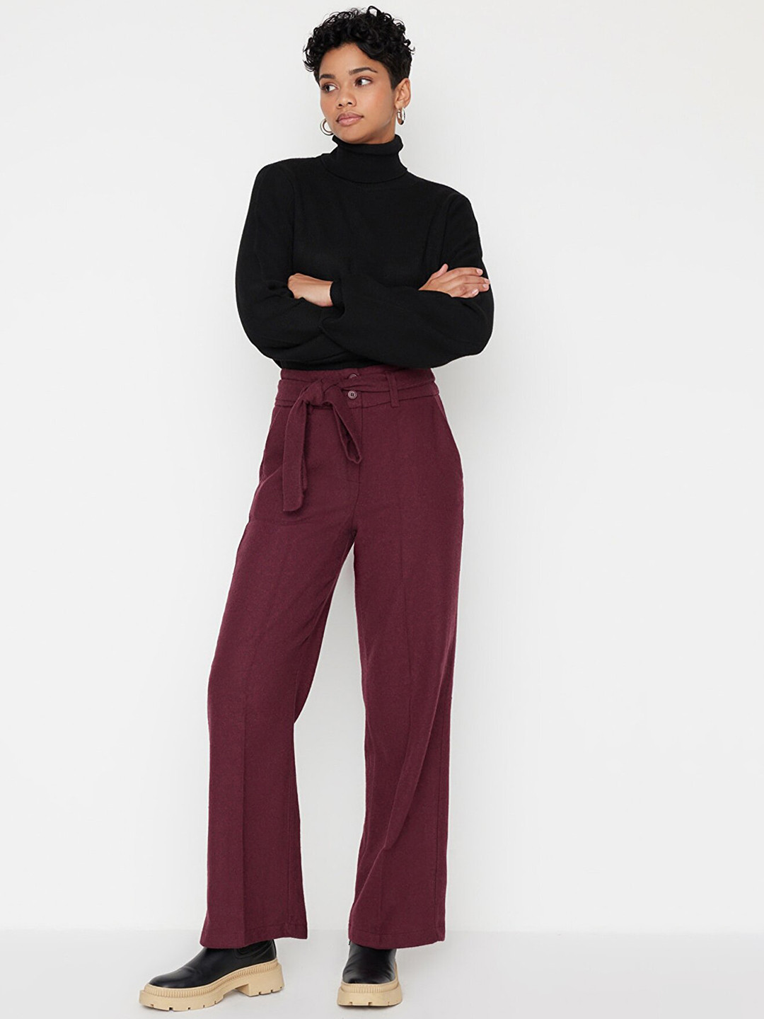 

Trendyol Women Trousers, Burgundy