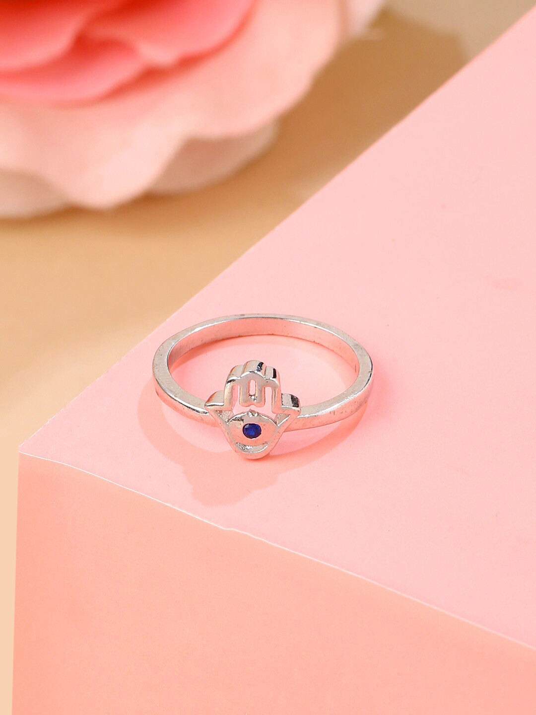 

Tistabene Rhodium-Plated Hand Shaped Finger Ring, Silver