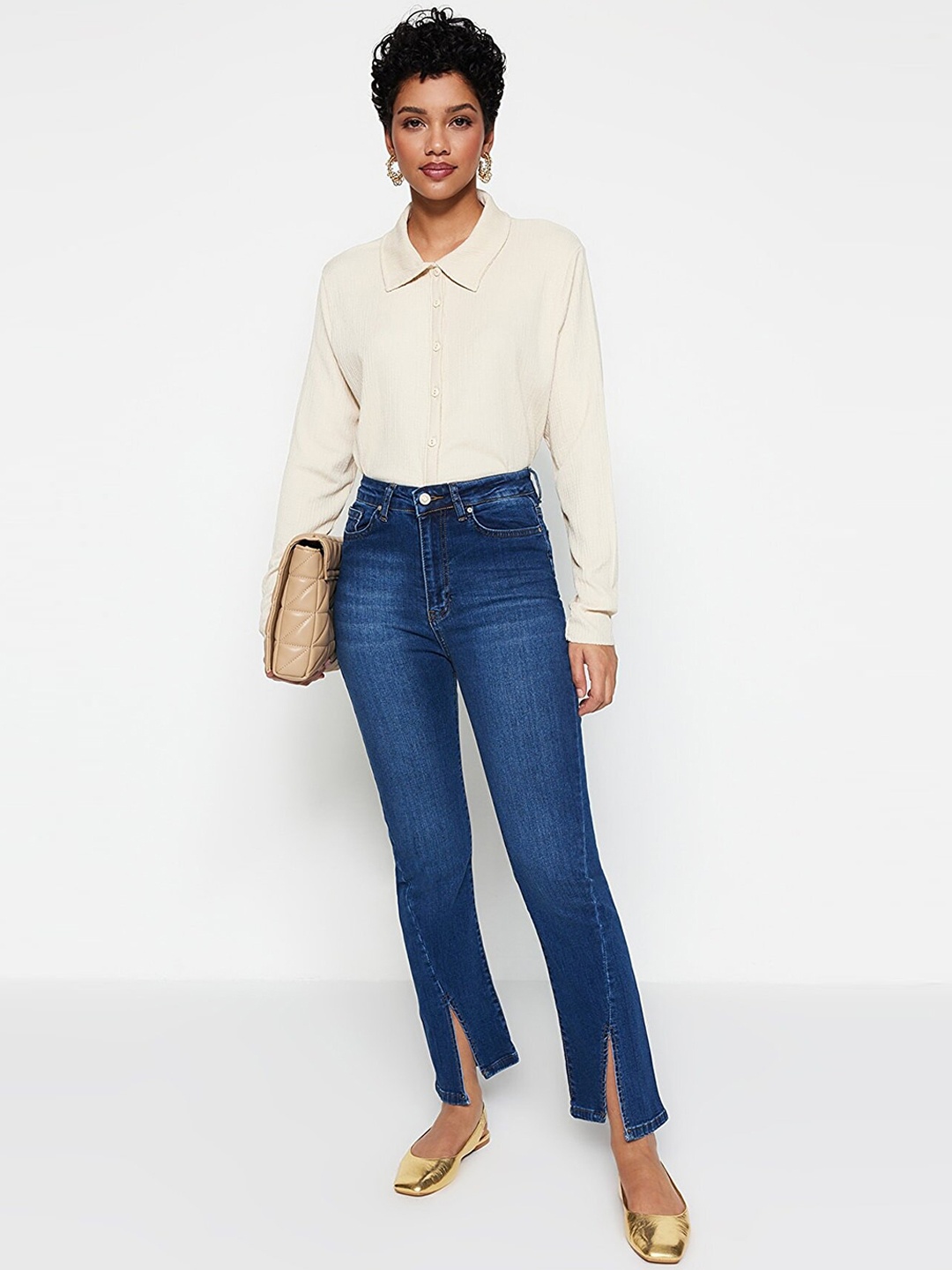 

Trendyol Women Mid Rise Heavy Fade Jeans, Blue