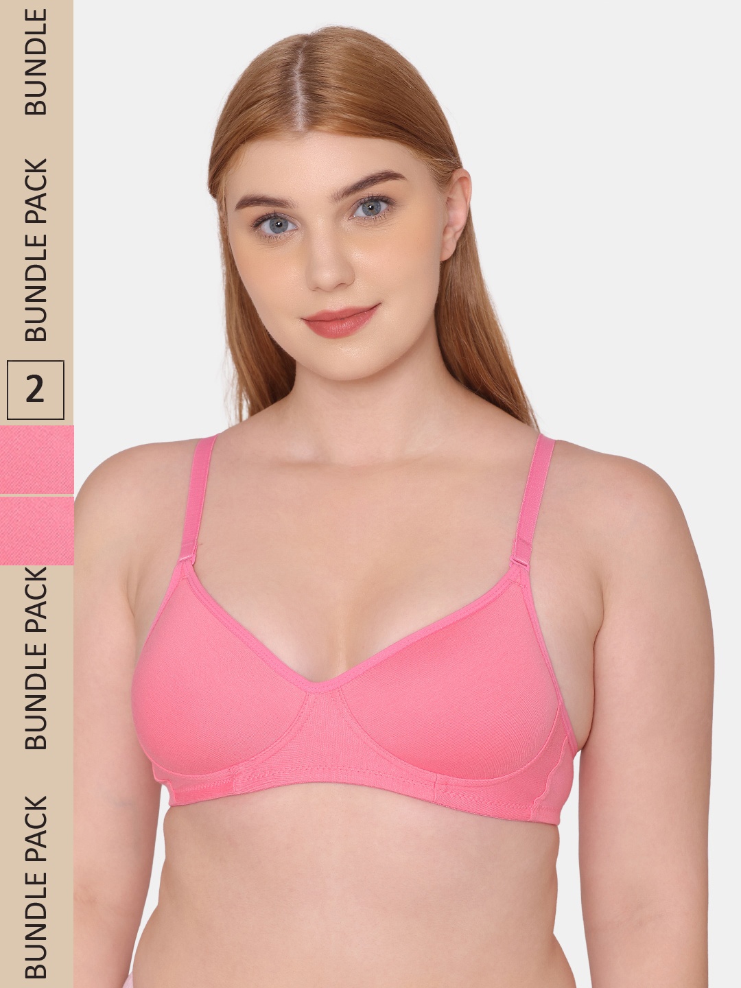 

KOMLI Pack Of 2 Lightly Padded Full Coverage Bra, Pink