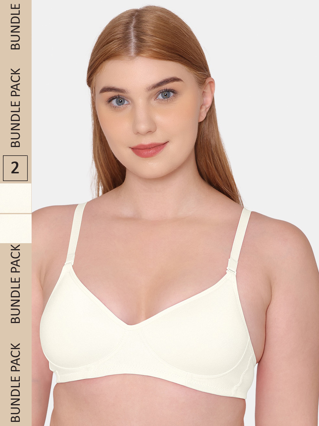 

KOMLI Pack Of 2 Lightly Padded Full Coverage Bra, Off white