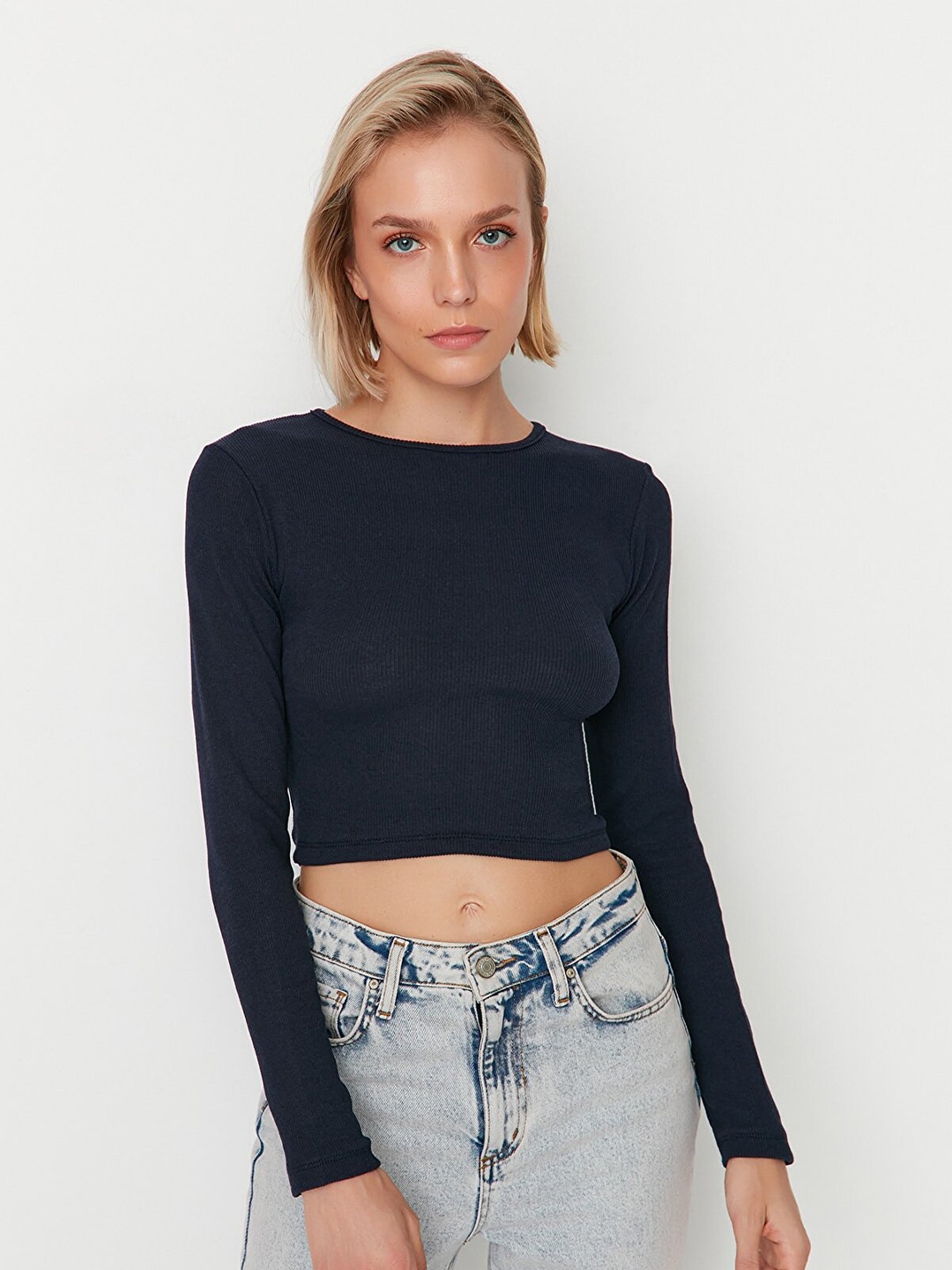 

Trendyol Styled Back Crop Top, Navy blue
