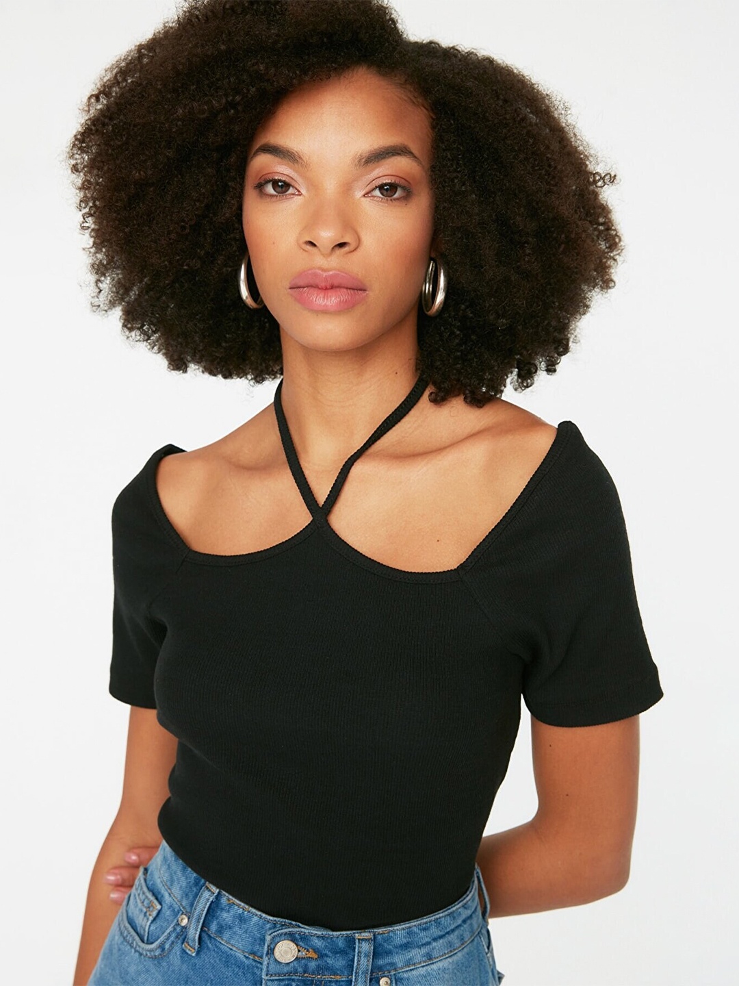 

Trendyol Square Neck Top, Black