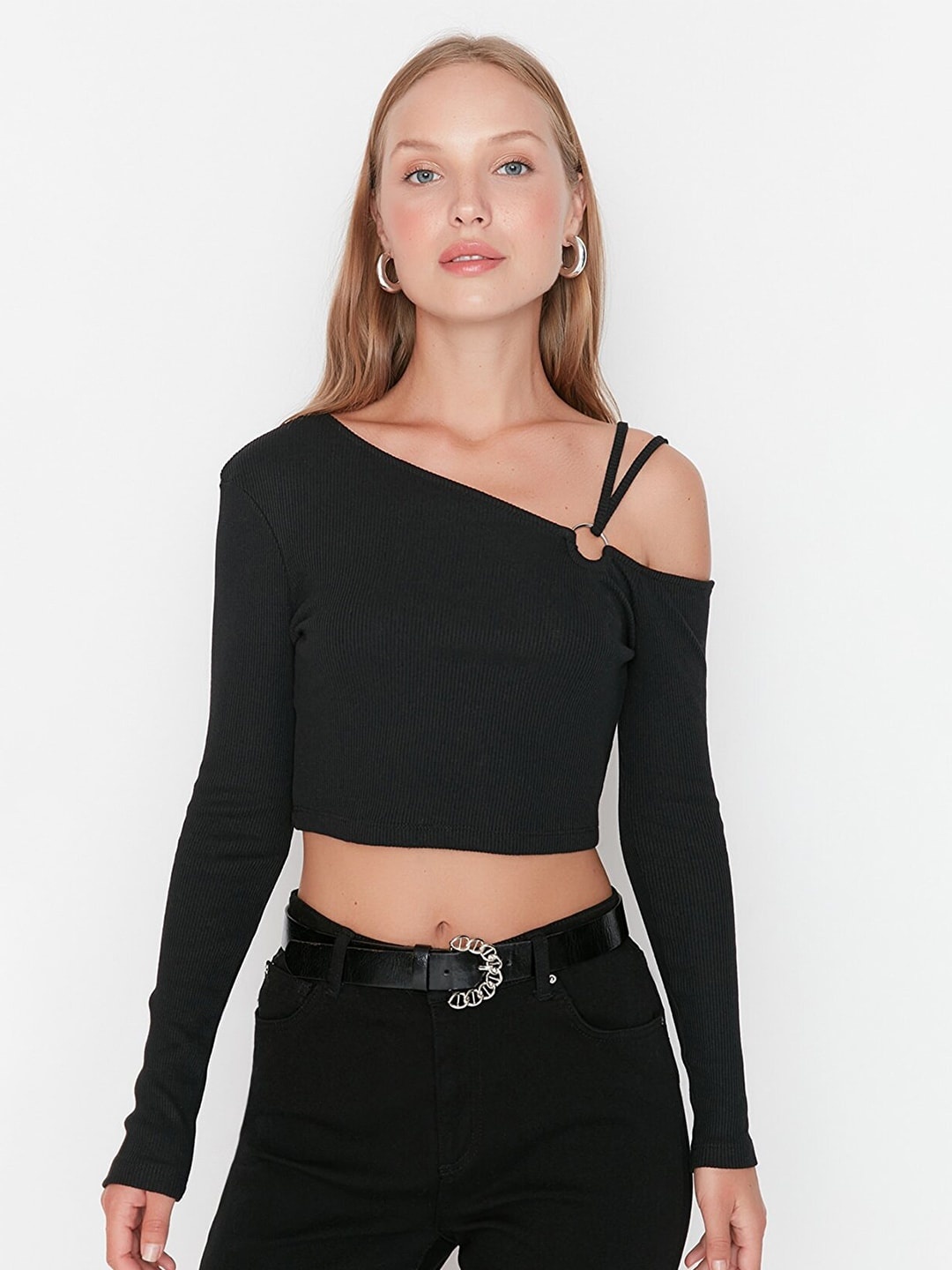 

Trendyol One Shoulder Crop Top, Black