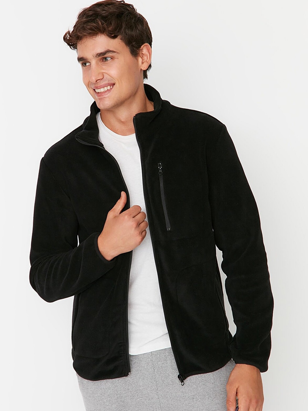 

Trendyol Men Crop Sporty Jacket, Black