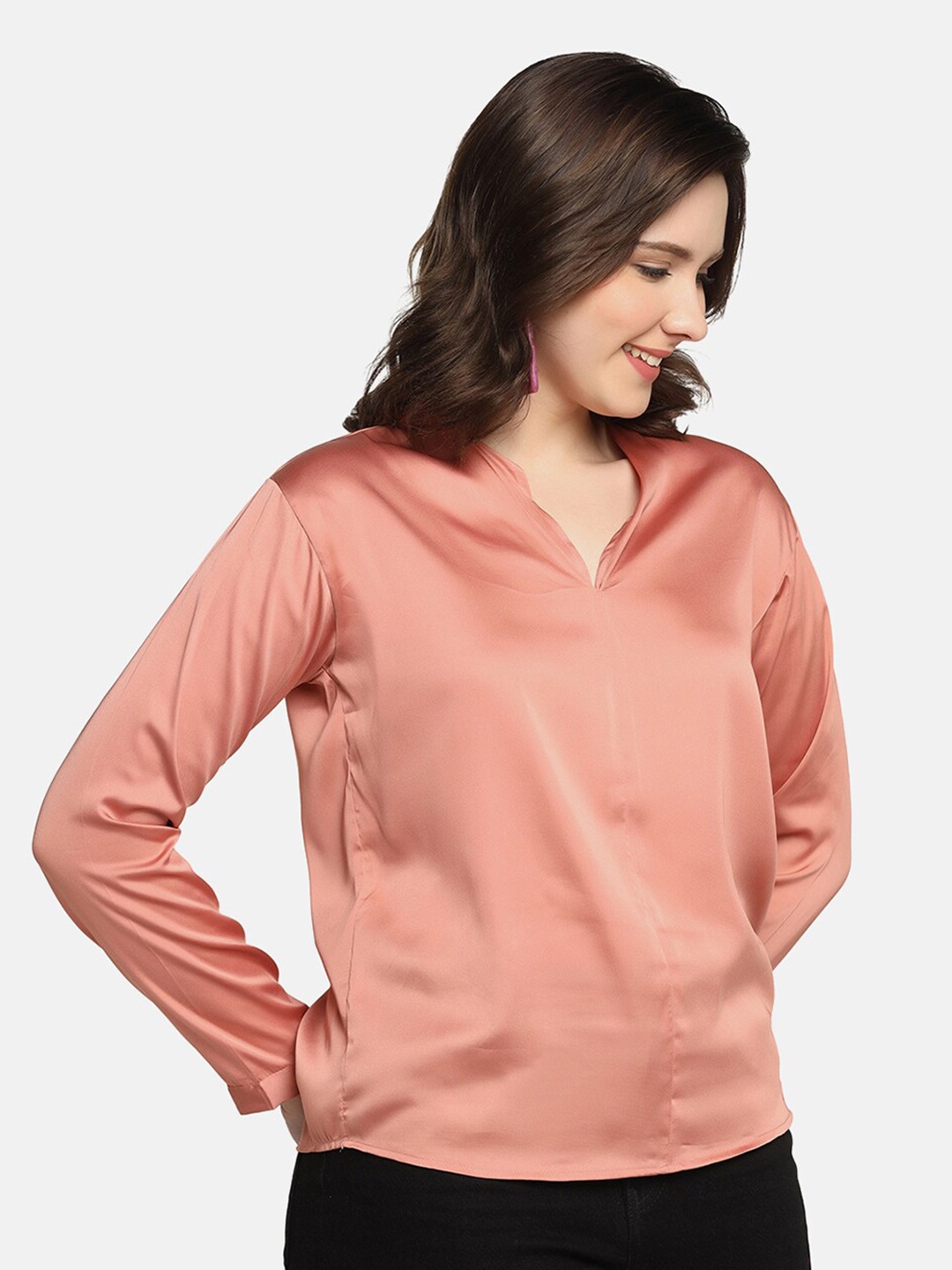 

SAKIA Women Casual Satin Shirt, Nude