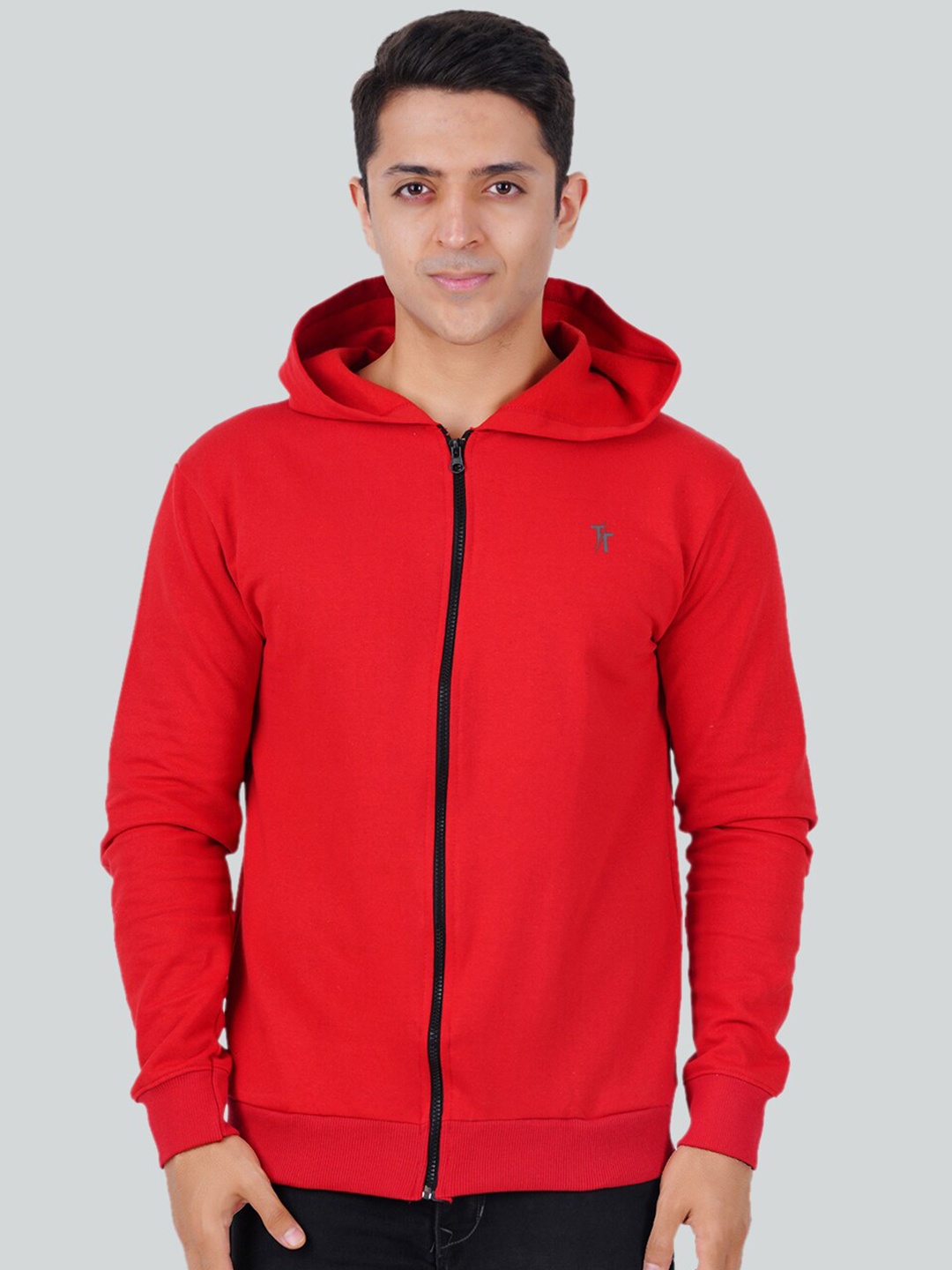 

Trends Tower Men Cotton Hooded T-shirt, Red
