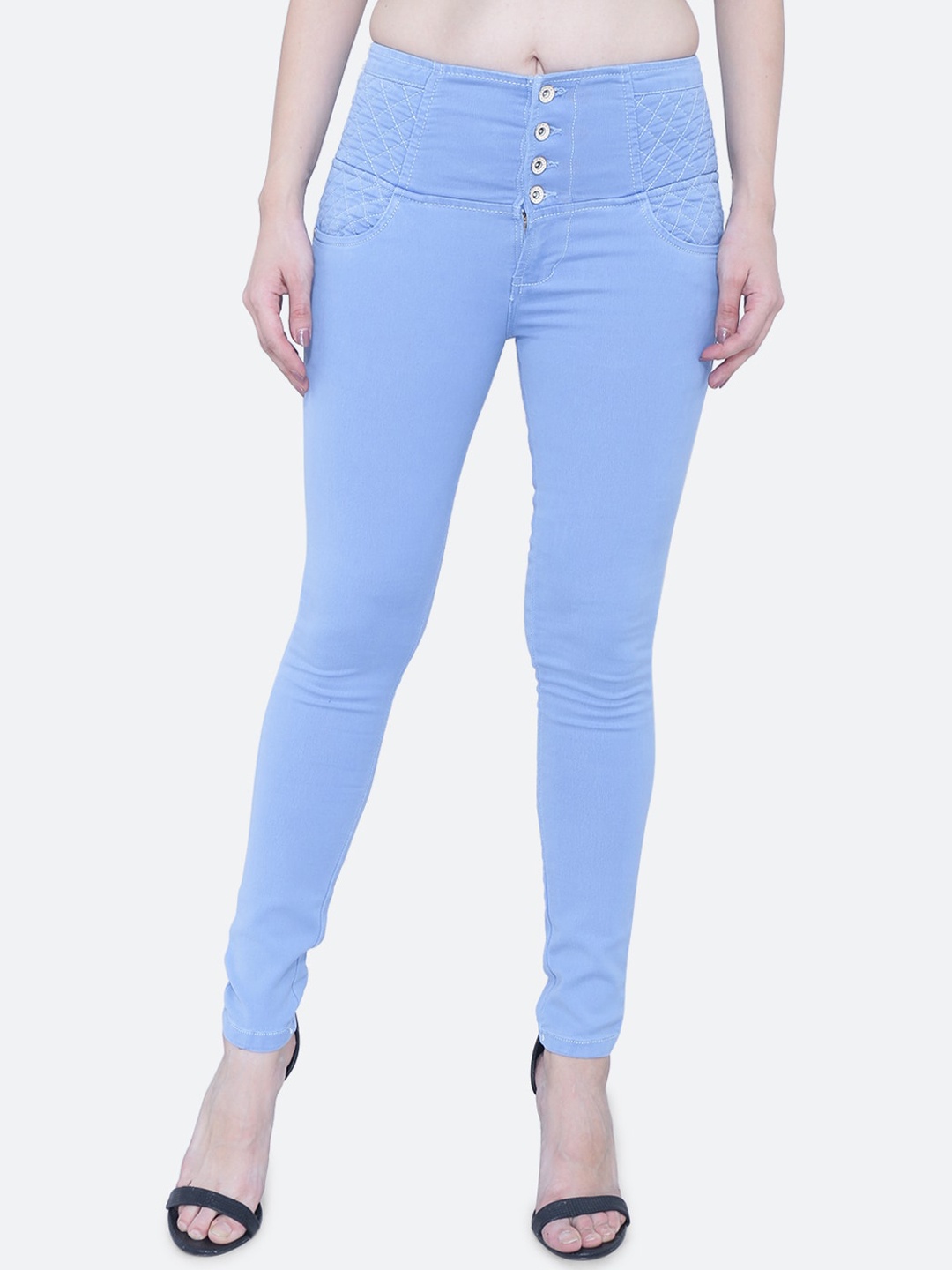 

FCK-3 Women Vegas High-Rise Embroidered Stretchable Cotton Jeans, Blue