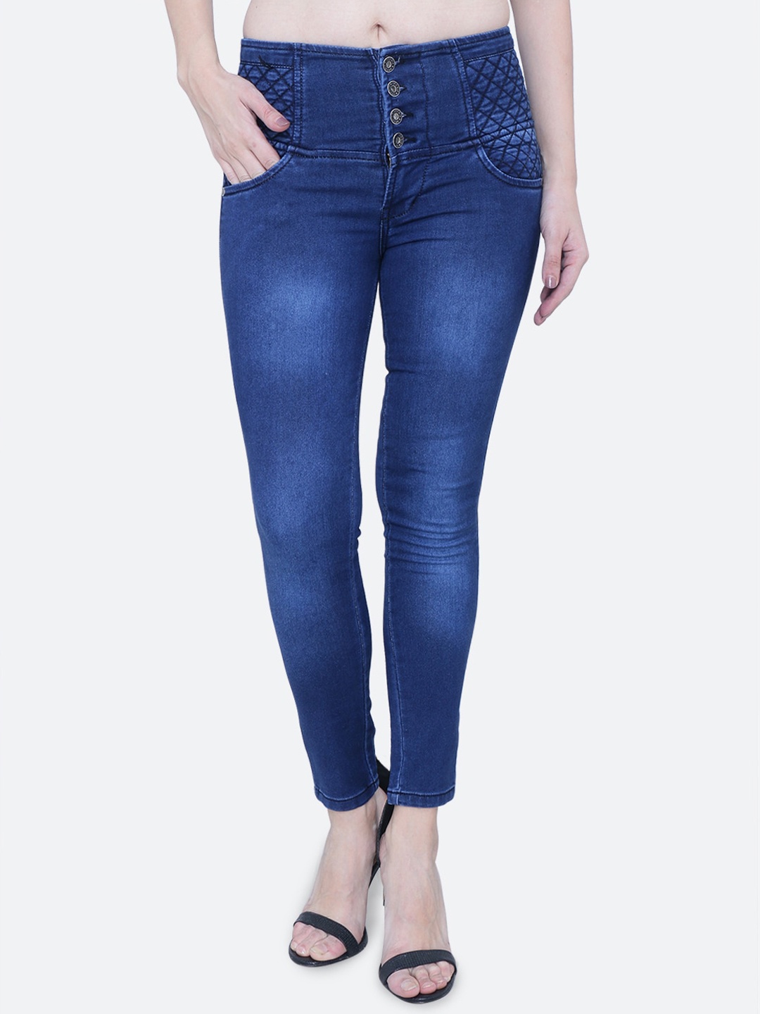 

FCK-3 Women Vegas Skinny Fit High-Rise Light Fade Stretchable Cotton Jeans, Blue