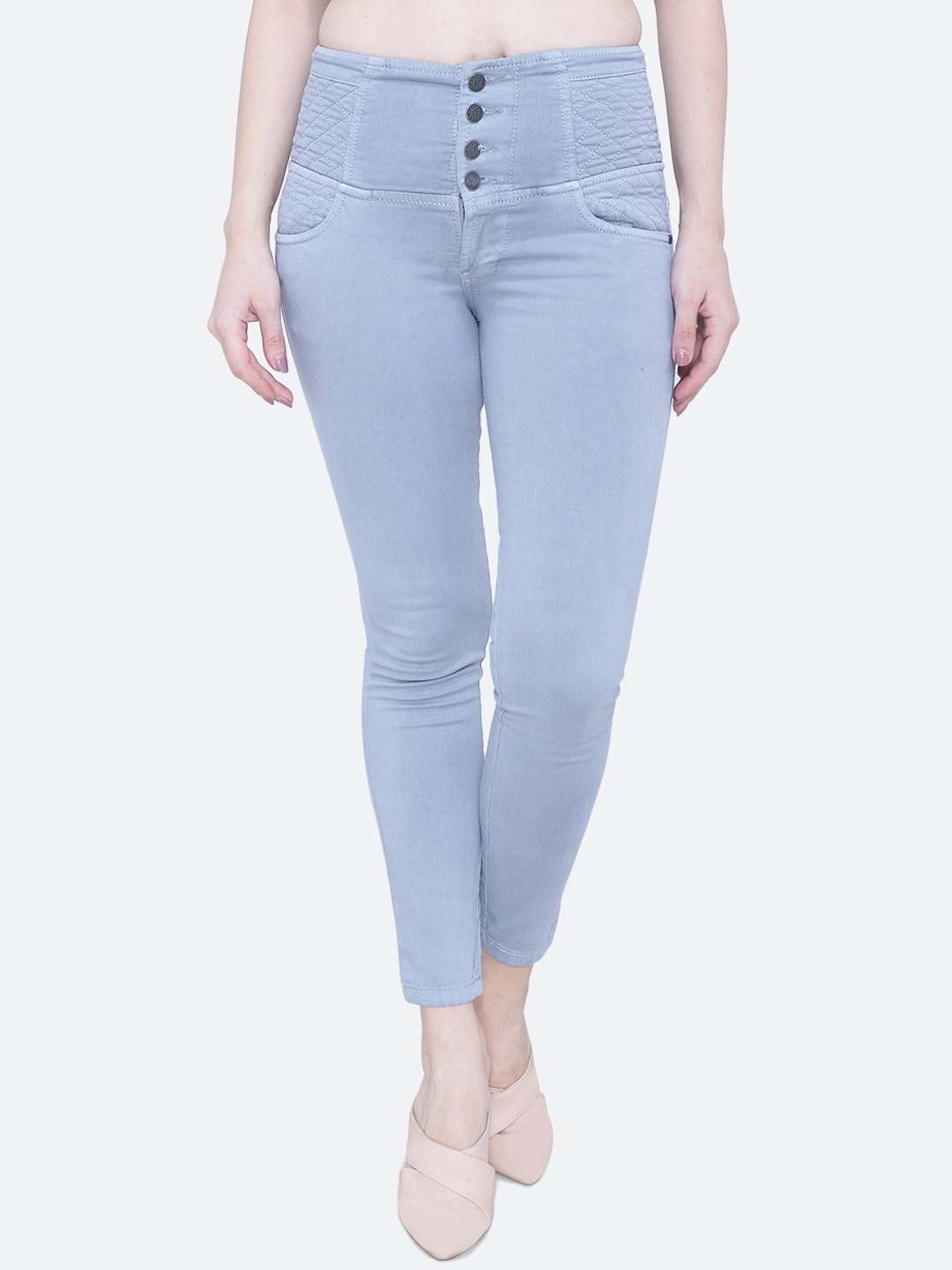 

FCK-3 Women Vegas Skinny Fit High-Rise Stretchable Jeans, Grey melange
