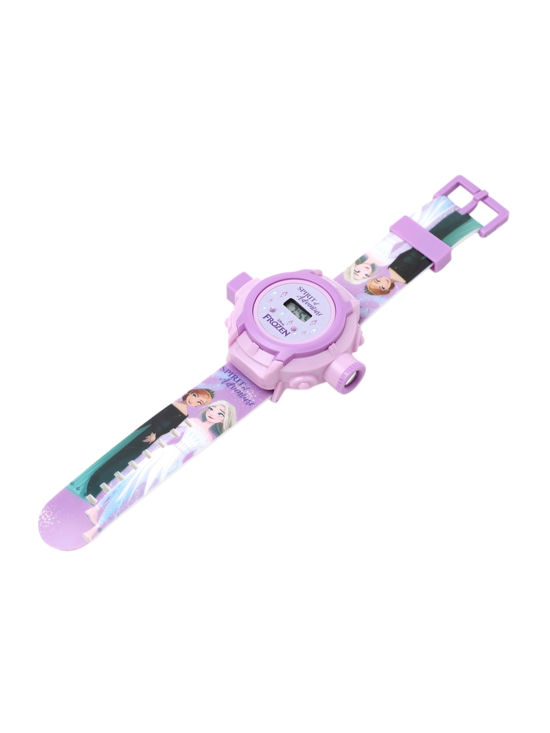 

Disney Girls Frozen Printed Straps Digital Multi Function Projector Watch TRHA22152, Pink