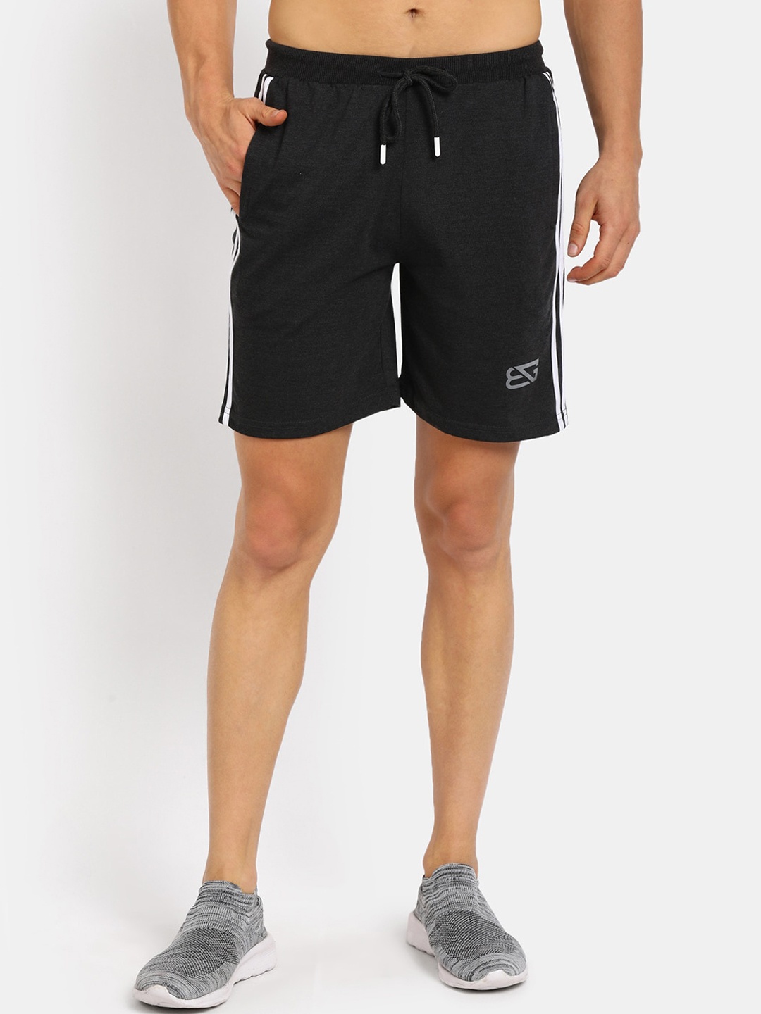 

V-Mart Men Cotton Striped Outdoor Sports Shorts, Black
