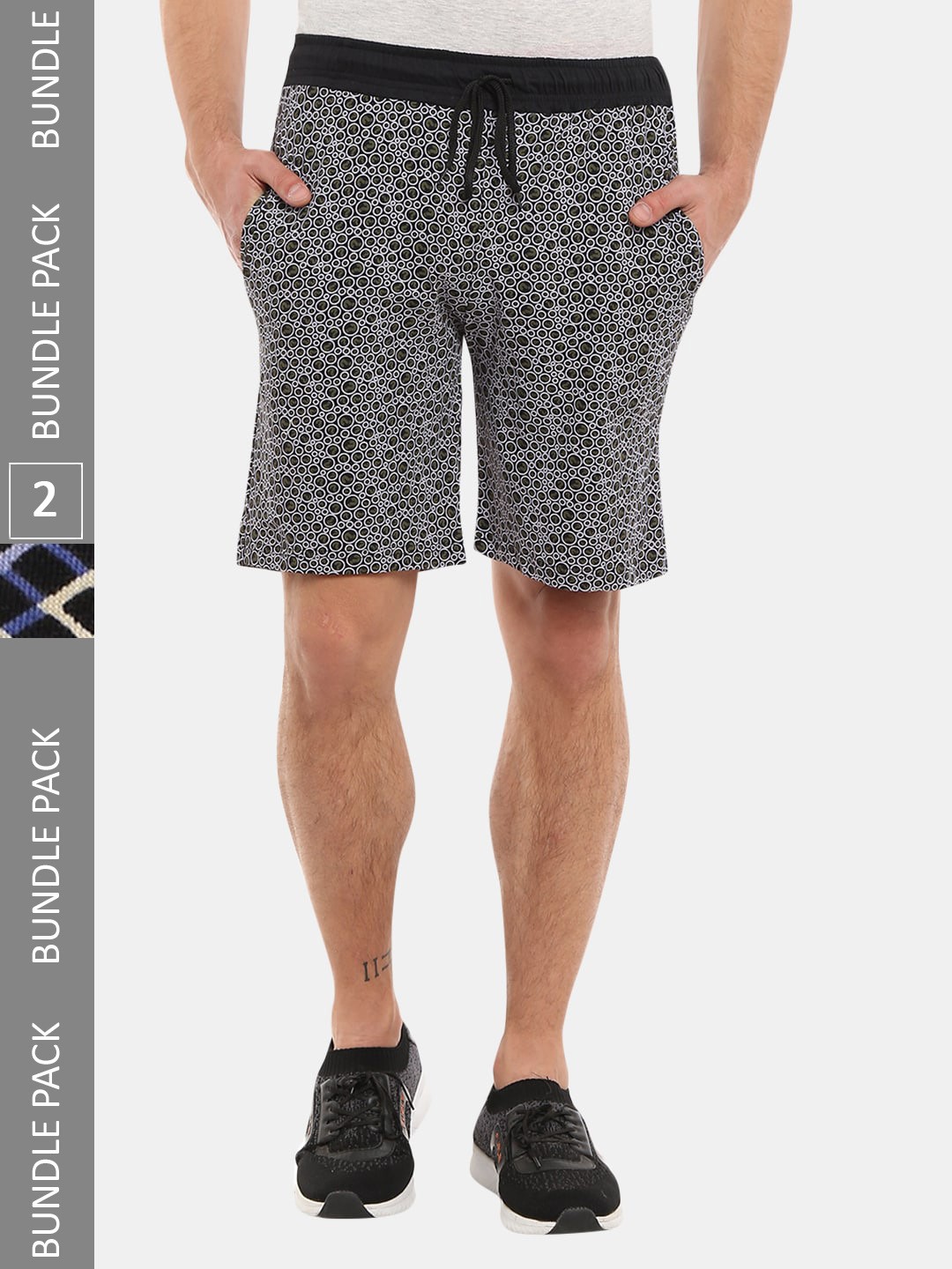 

V-Mart Men Pack of 2 Printed Mid Rise Regular Fit Cotton Outdoor Shorts, Blue