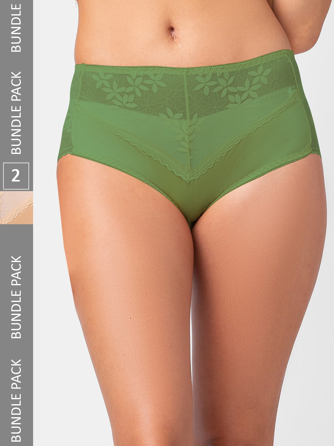 

FashionRack Women Pack Of 2 Hipster Briefs 902_SGr, Green