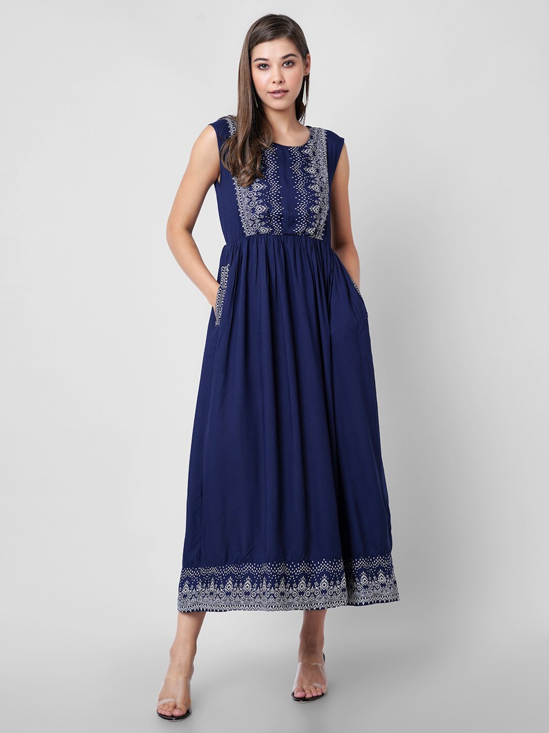 

PURSHOTTAM WALA Ethnic Motifs Maxi Dress, Blue