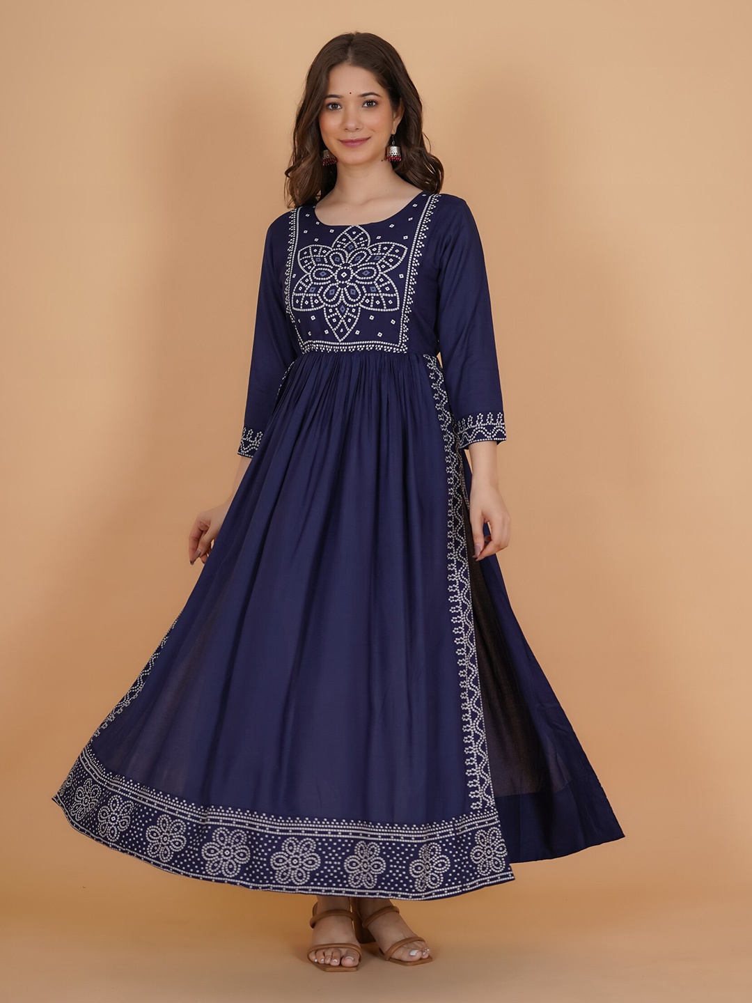 

PURSHOTTAM WALA Floral Ethnic Maxi Dress, Blue