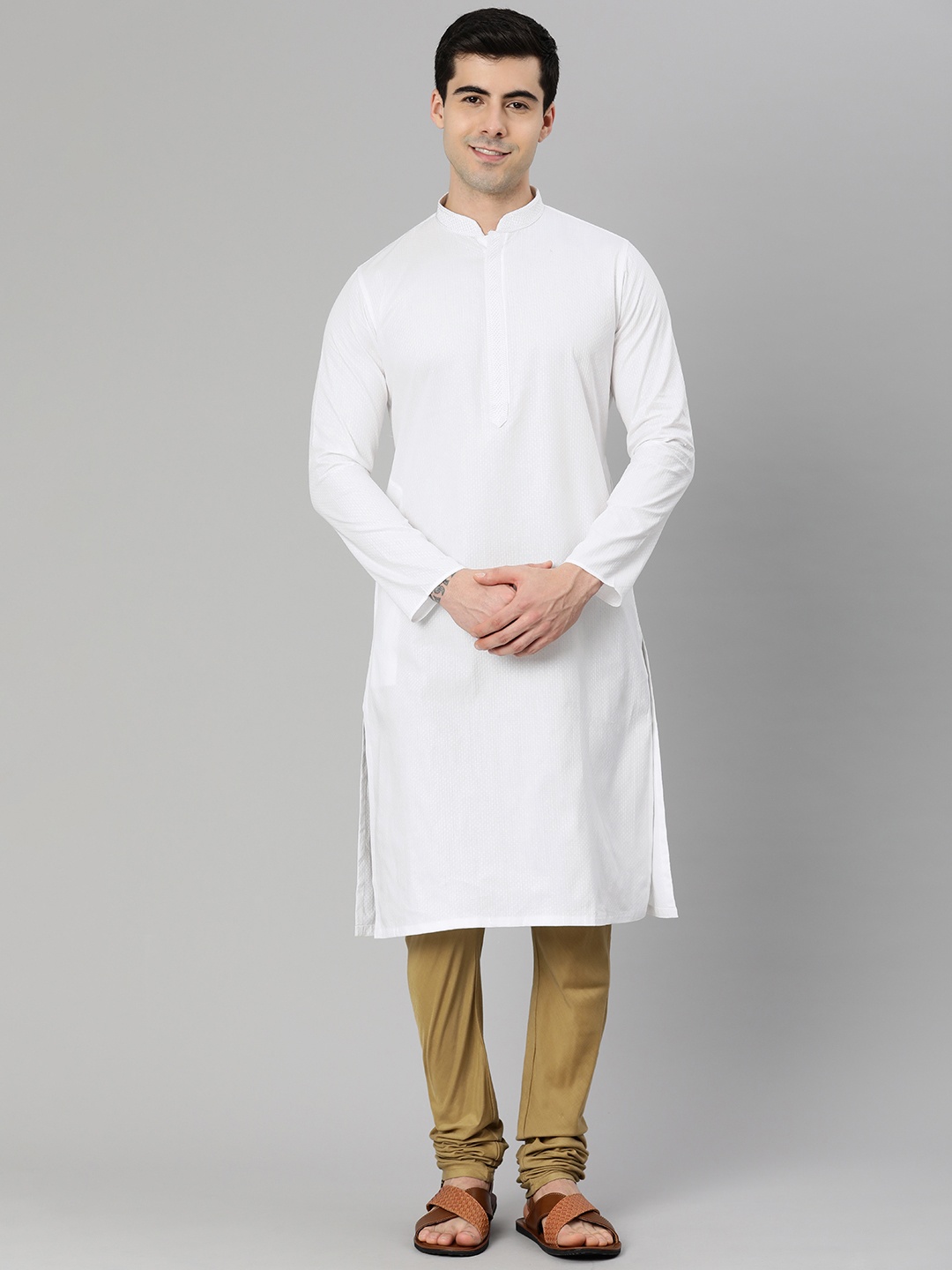 

Manthan Men Solid Straight Kurta, White