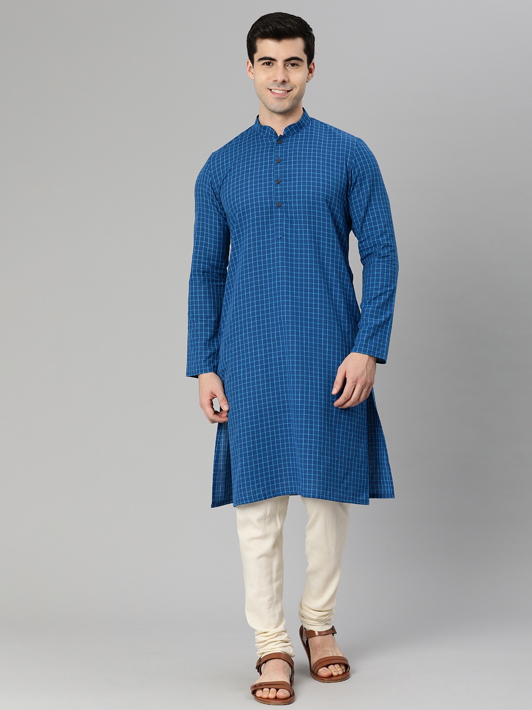 

Manthan Men Woven Design Straight Kurta, Blue