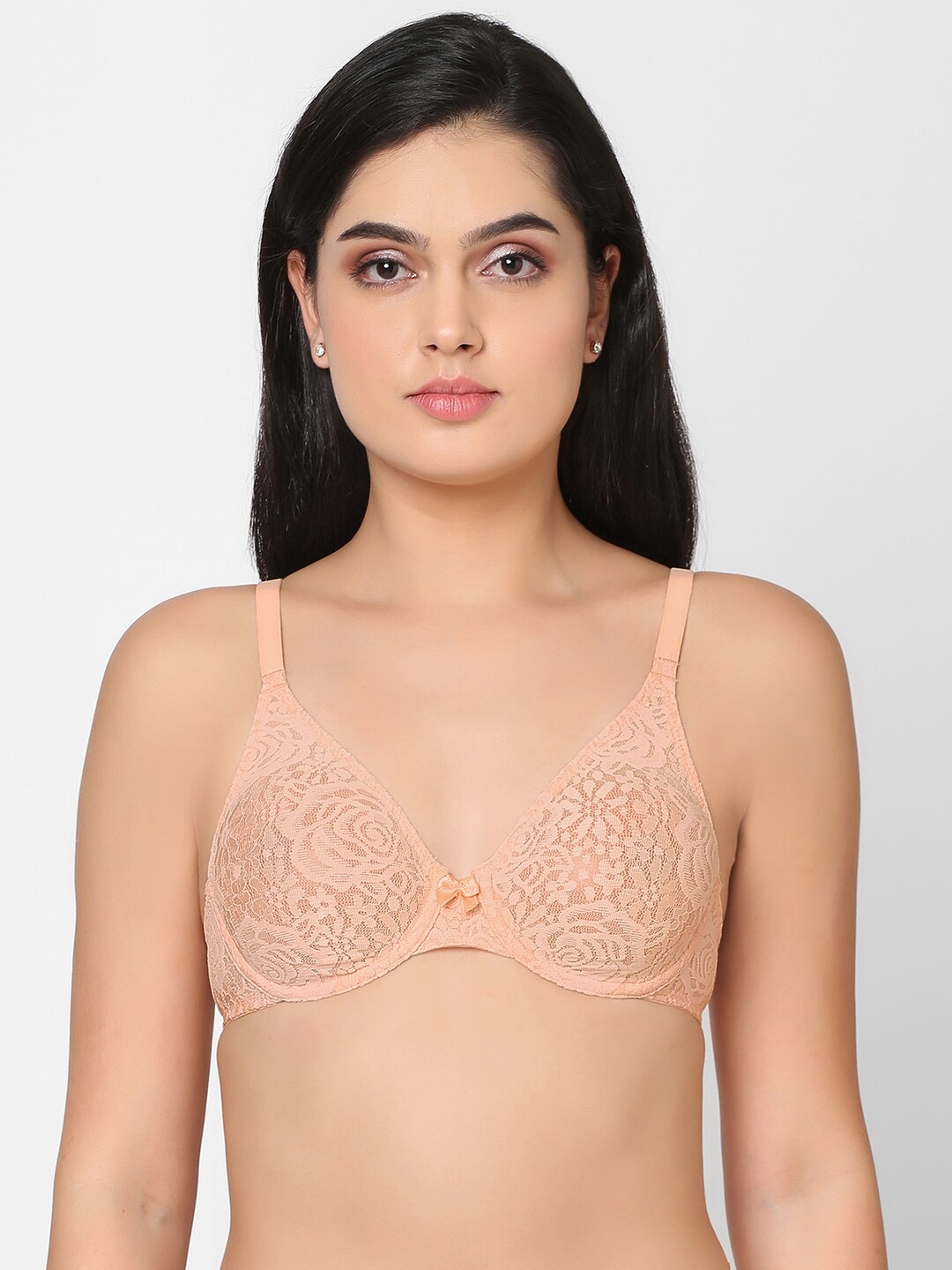 

Wacoal Floral Lace Underwired Dry Fit Bra, Peach