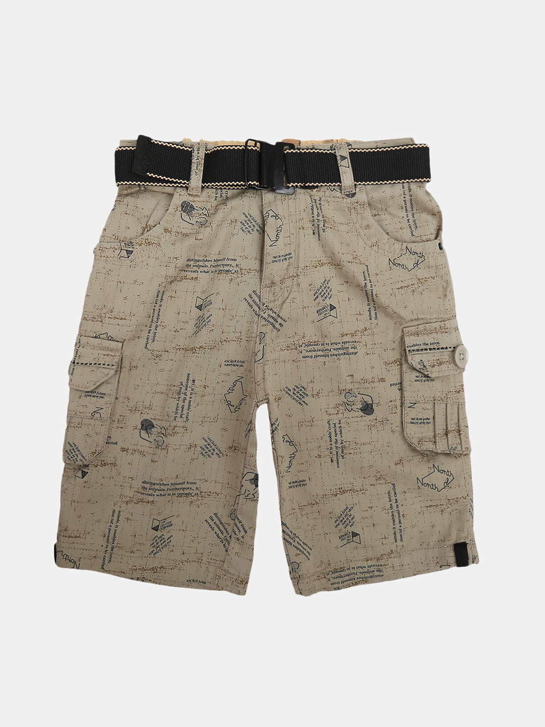 

V-Mart Boys Conversational Printed Cotton Outdoor Shorts, Beige