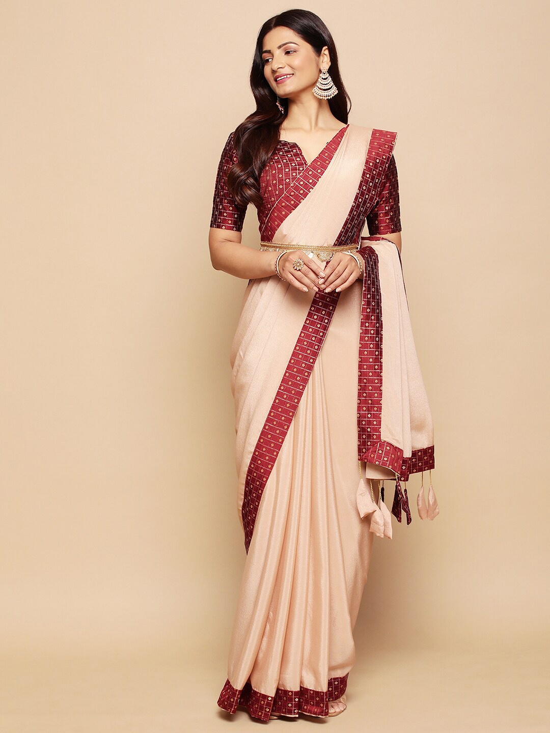 

Satrani Silk Blend Saree, Pink