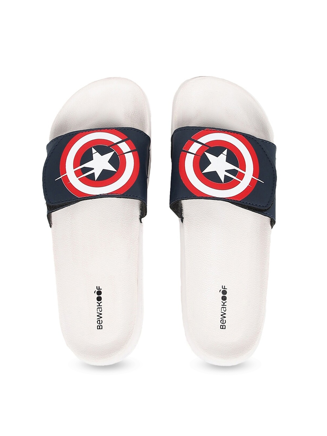 

Bewakoof Men Printed Rubber Sliders, White