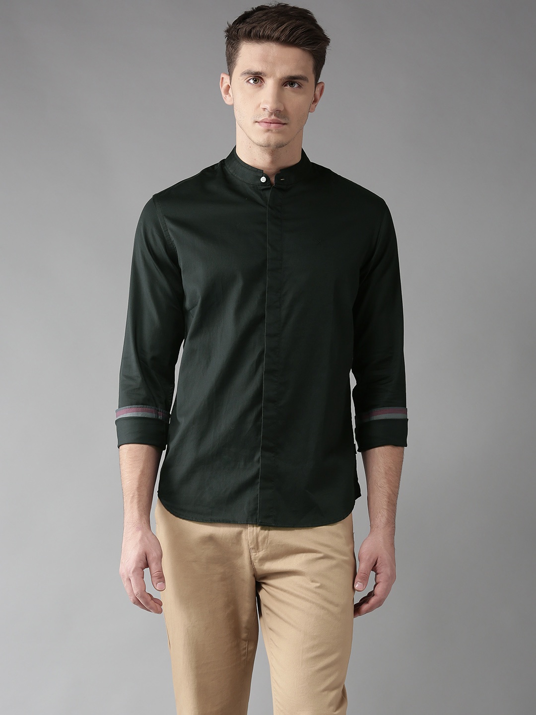 

Flying Machine Men Black Slim Fit Solid Casual Shirt