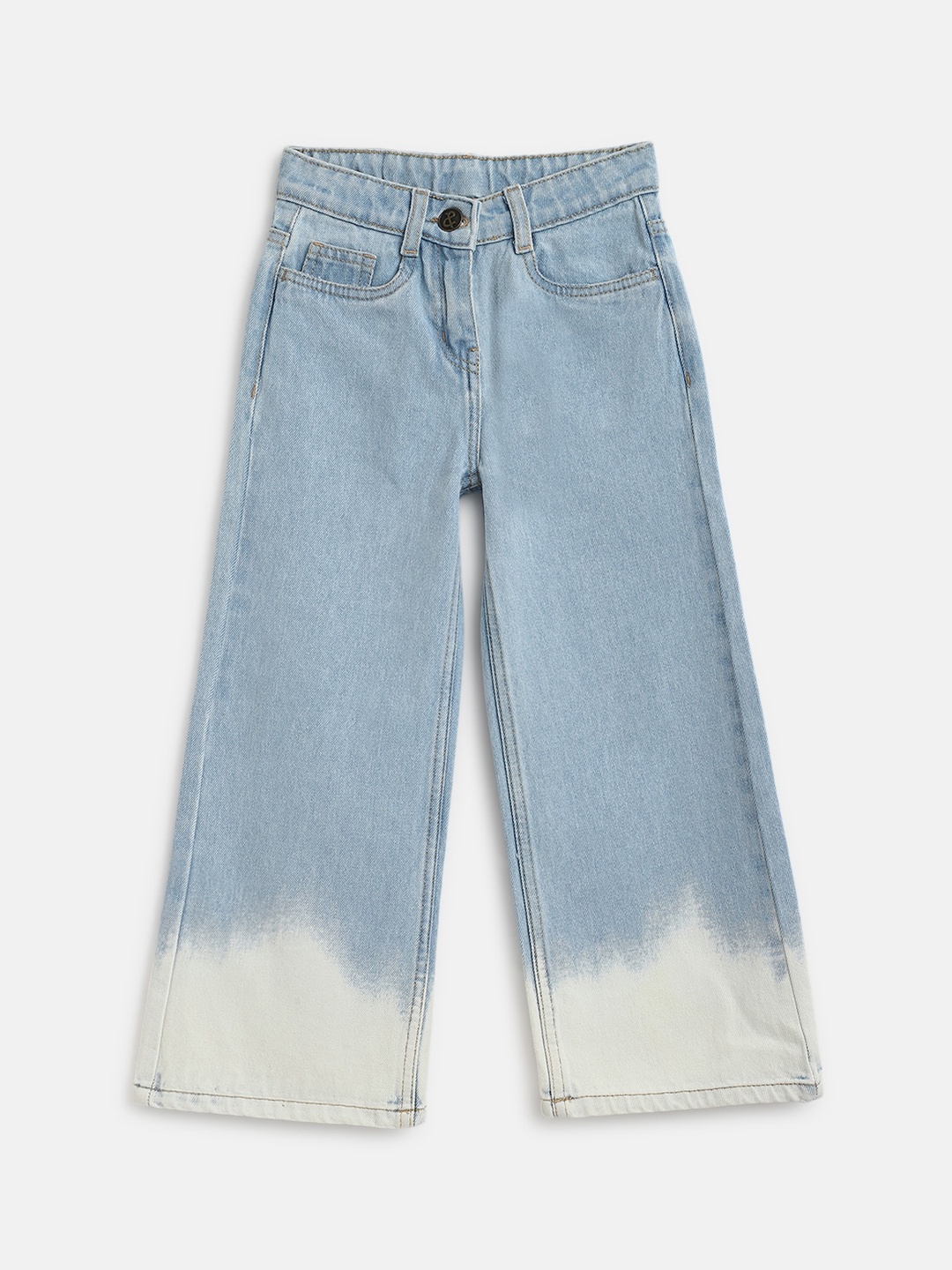 

TALES & STORIES Girls Cotton Wide Leg Mildly Distressed Jeans, Blue