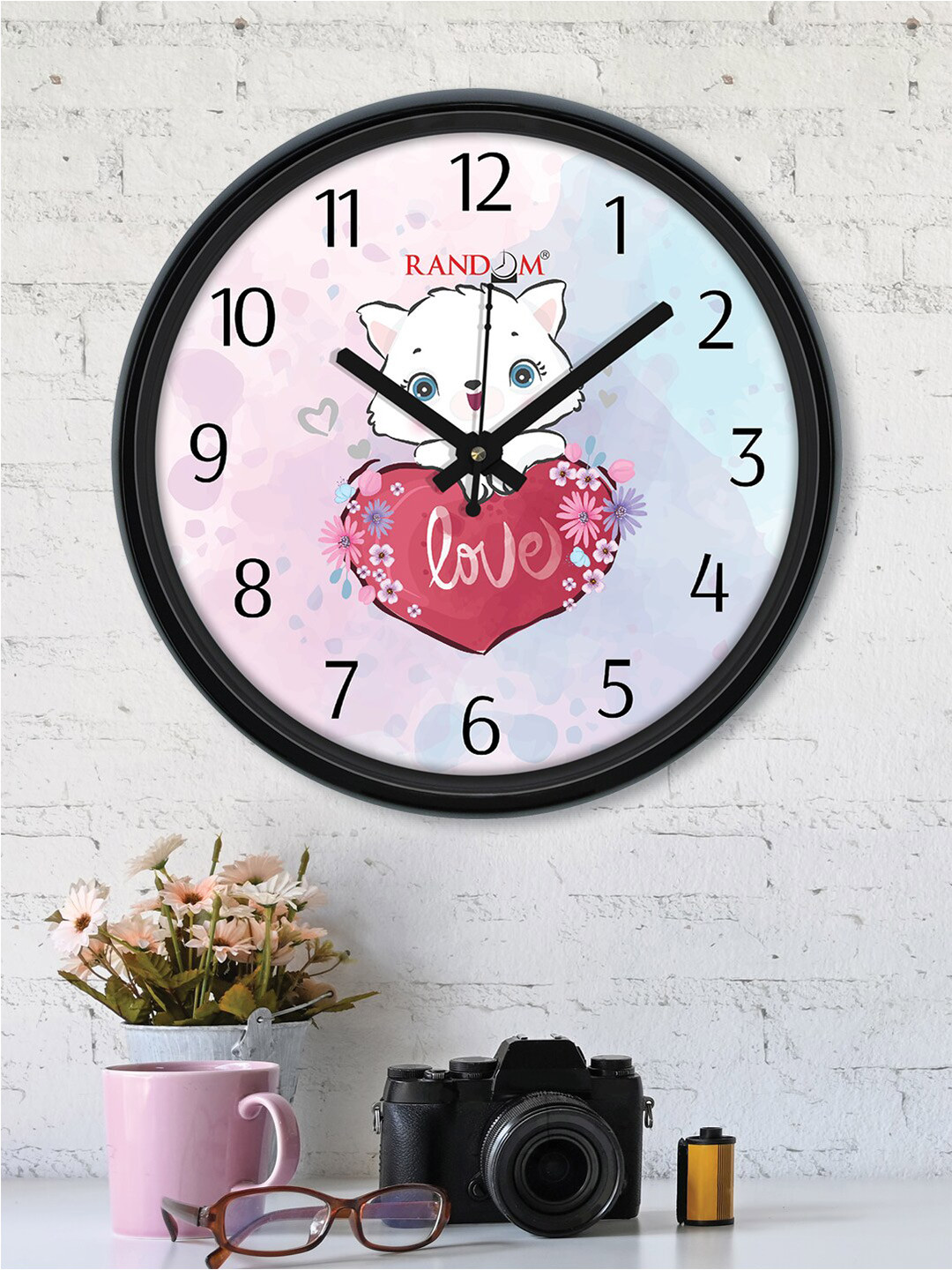 

RANDOM Black & Pink Printed Contemporary Wall Clock